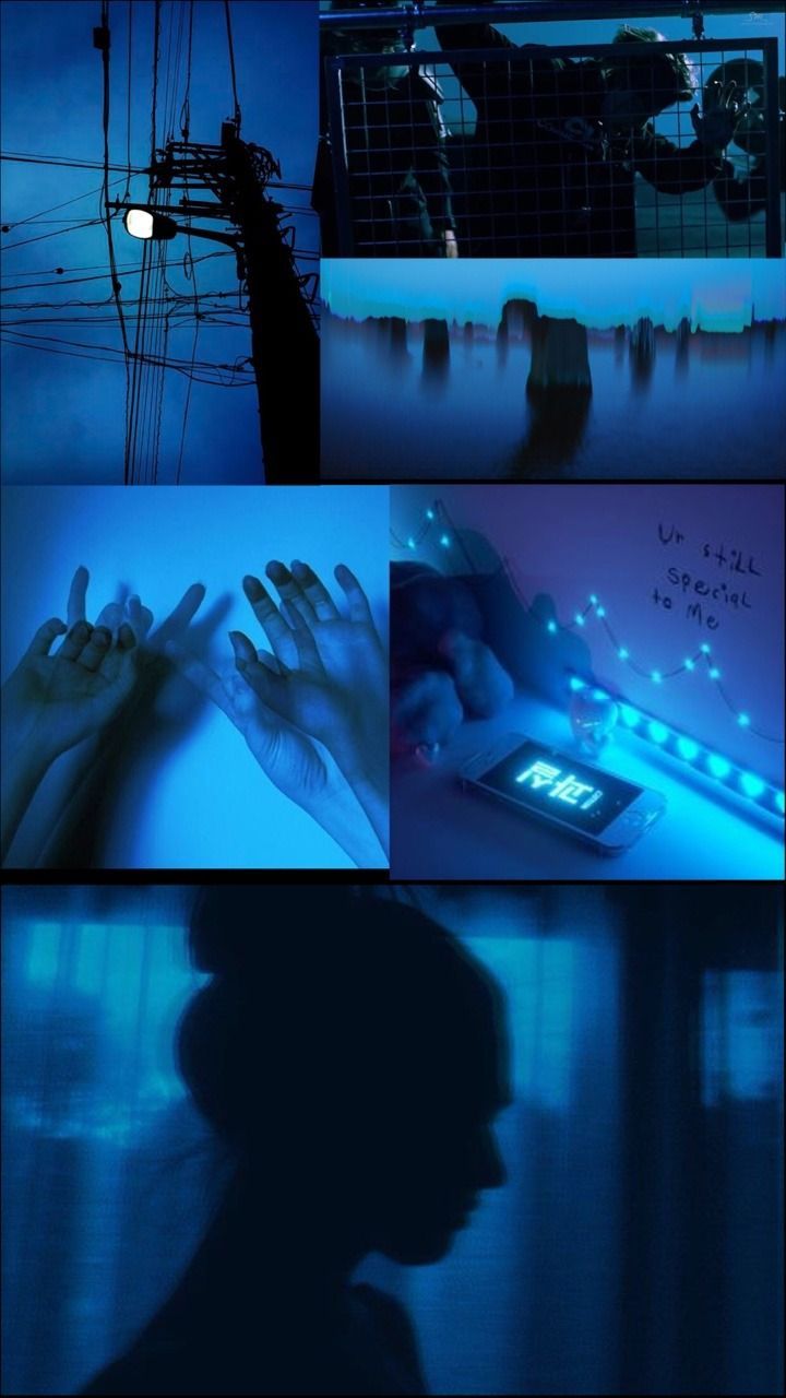 Collage silhouette blu ombre, 720x1280 Verticale, Telefono