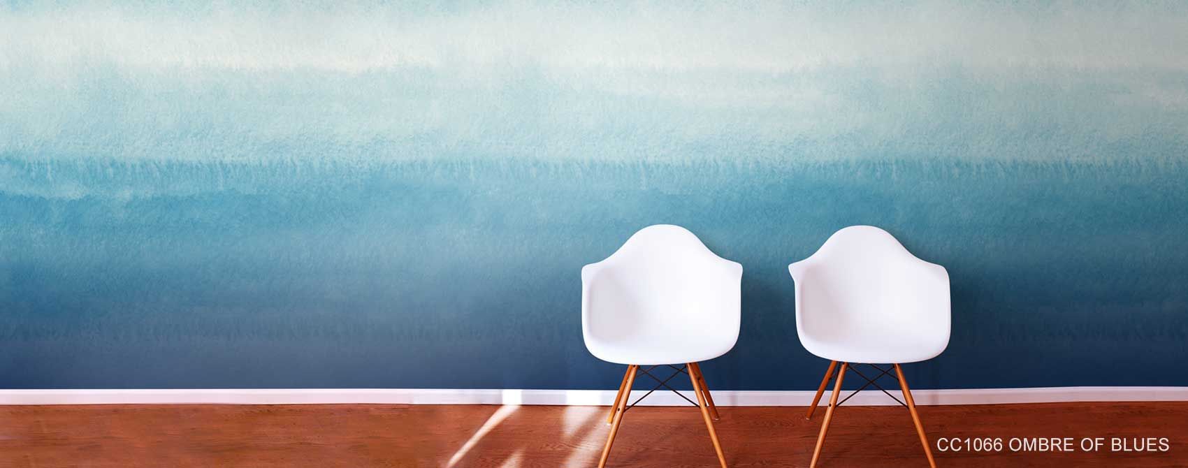 Sedie bianche sfondo ombré blu, 1700x670 21:9, Ultrawide