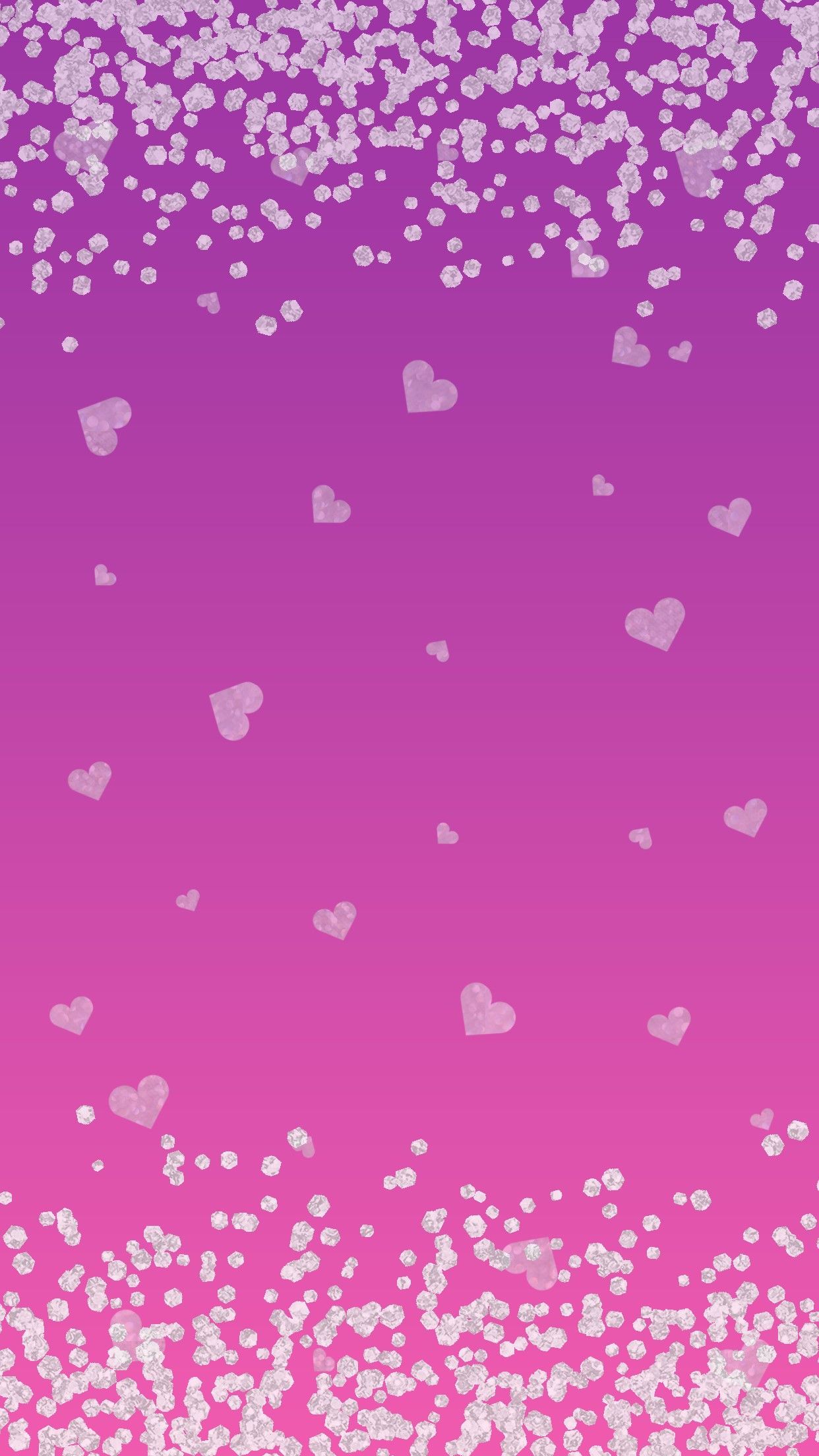 Cuori bianchi ombré rosa viola, 1242x2208 Verticale, Mobile