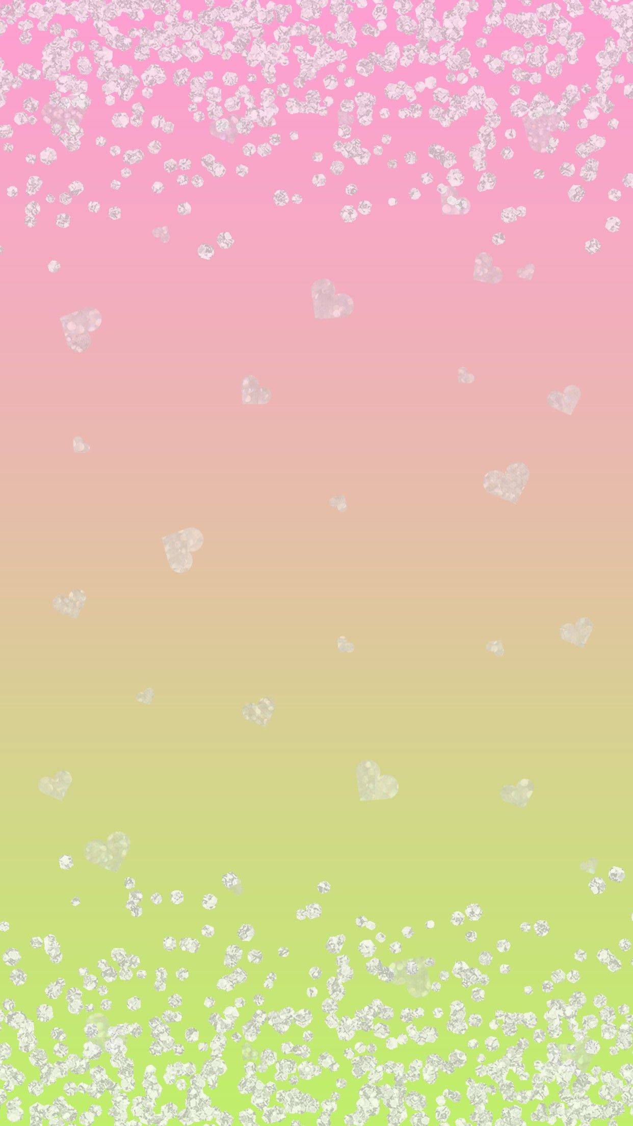 Cuori glitter ombré rosa-azzurro, 1242x2208 Full HD Verticale, iPhone