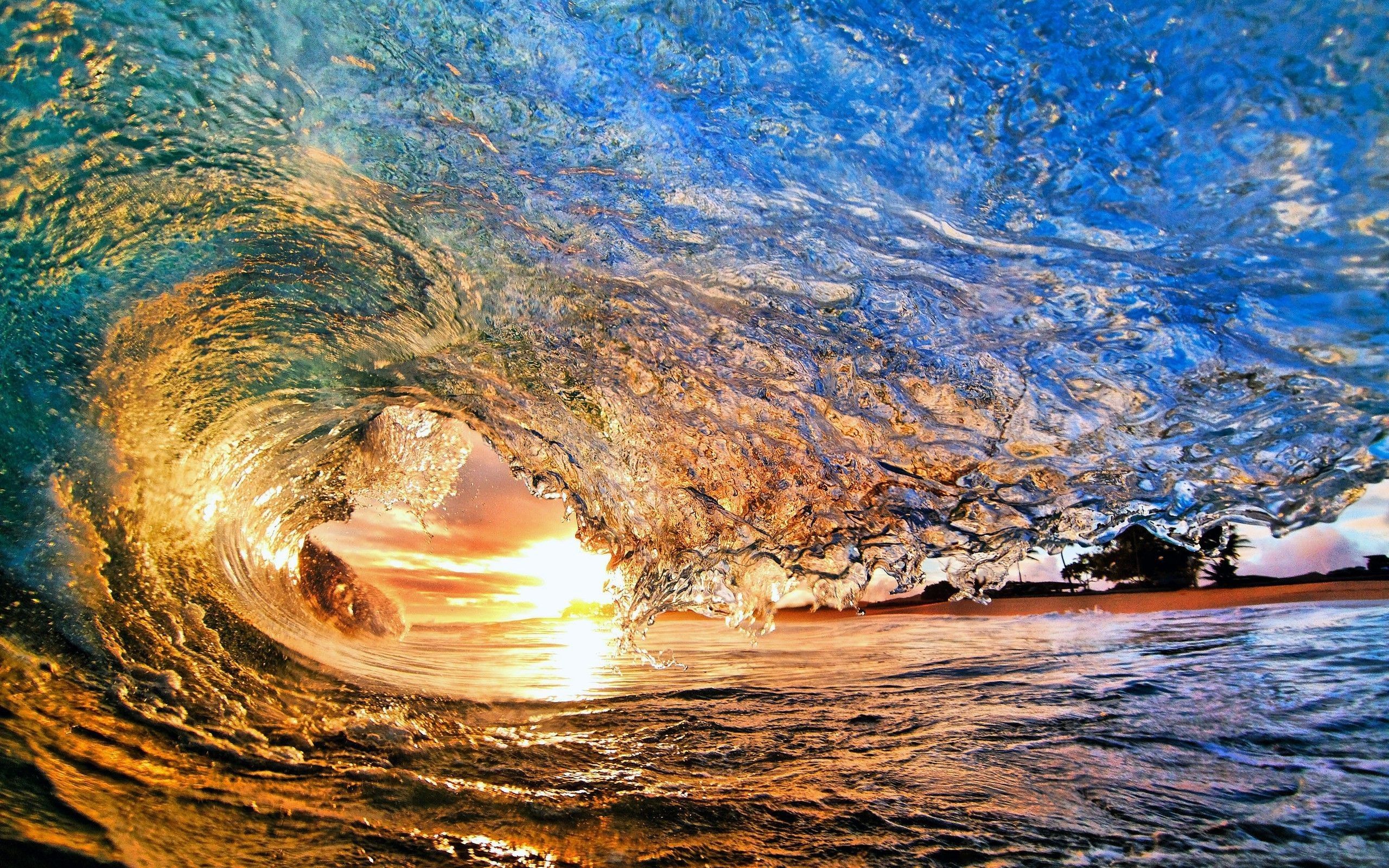 Onda oceanica al tramonto, 2560x1600 WQXGA, PC