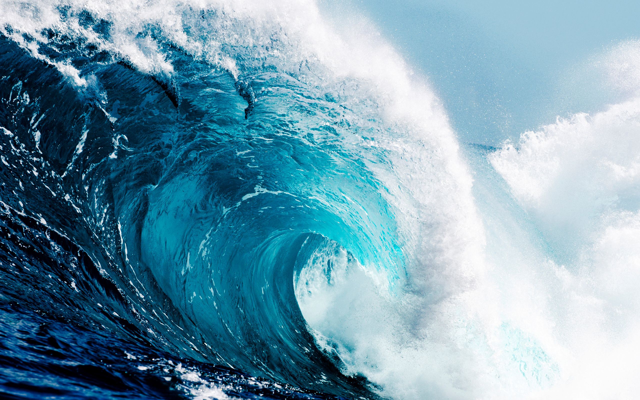 Onda oceanica blu che si infrange, 2560x1600 WQXGA, Desktop