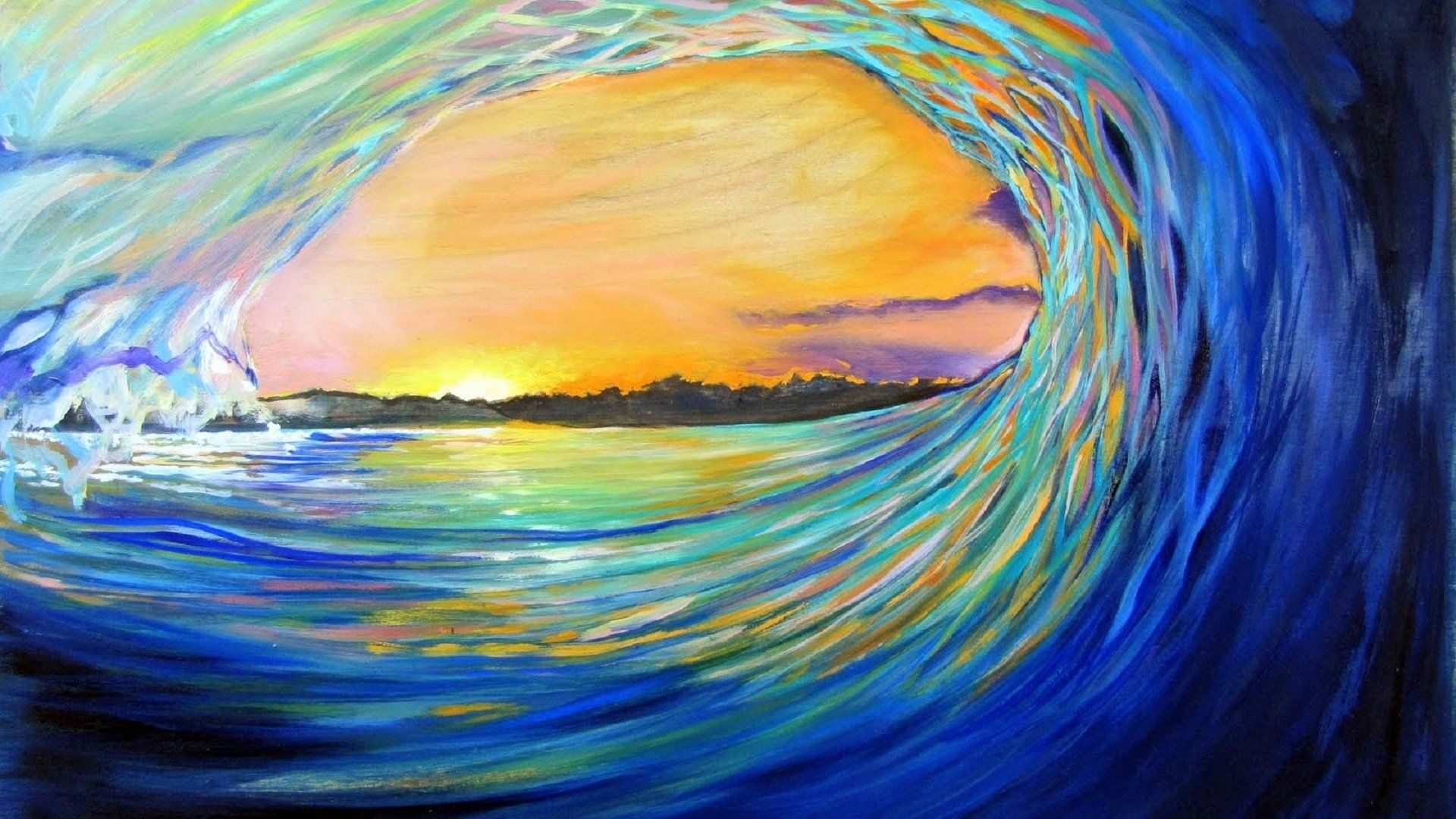 Onda dell'oceano al tramonto, 1920x1080 1080p, Desktop