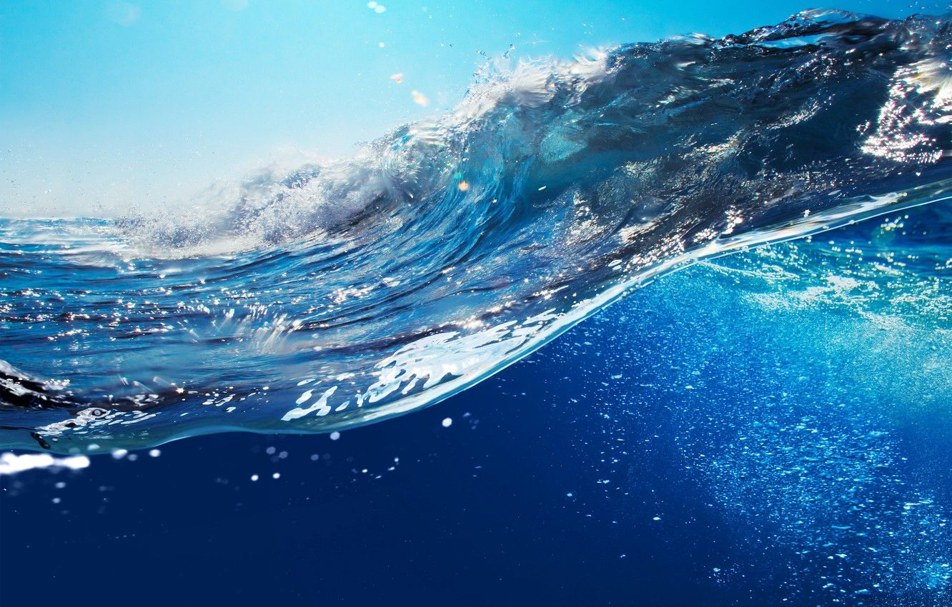 Onda oceanica blu con schiuma, 1332x850 HD, Desktop