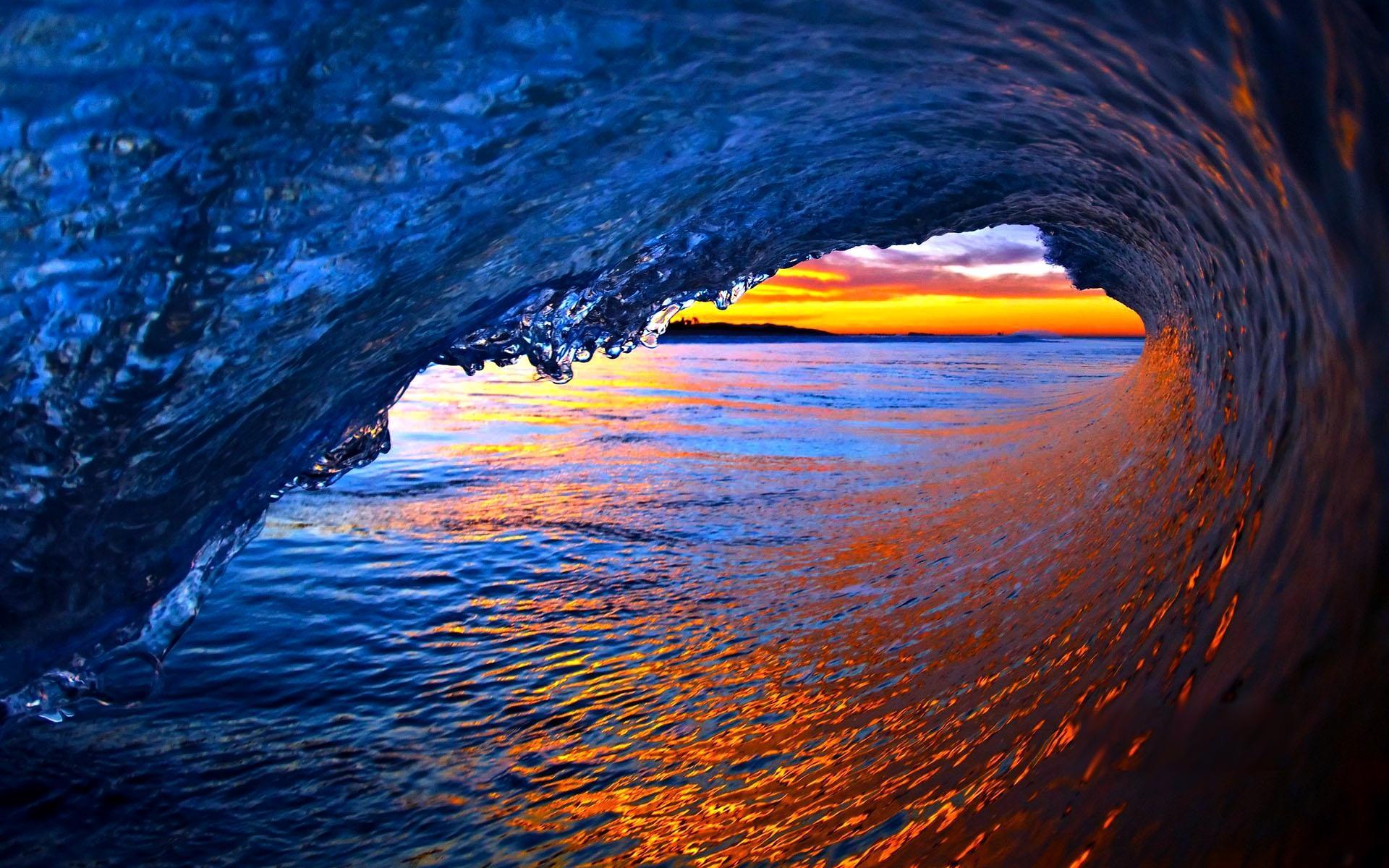Onda oceanica al tramonto, 1920x1200 WUXGA, Desktop