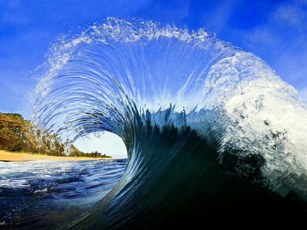 Onda oceanica blu che si arriccia, 1024x768 HD, Desktop