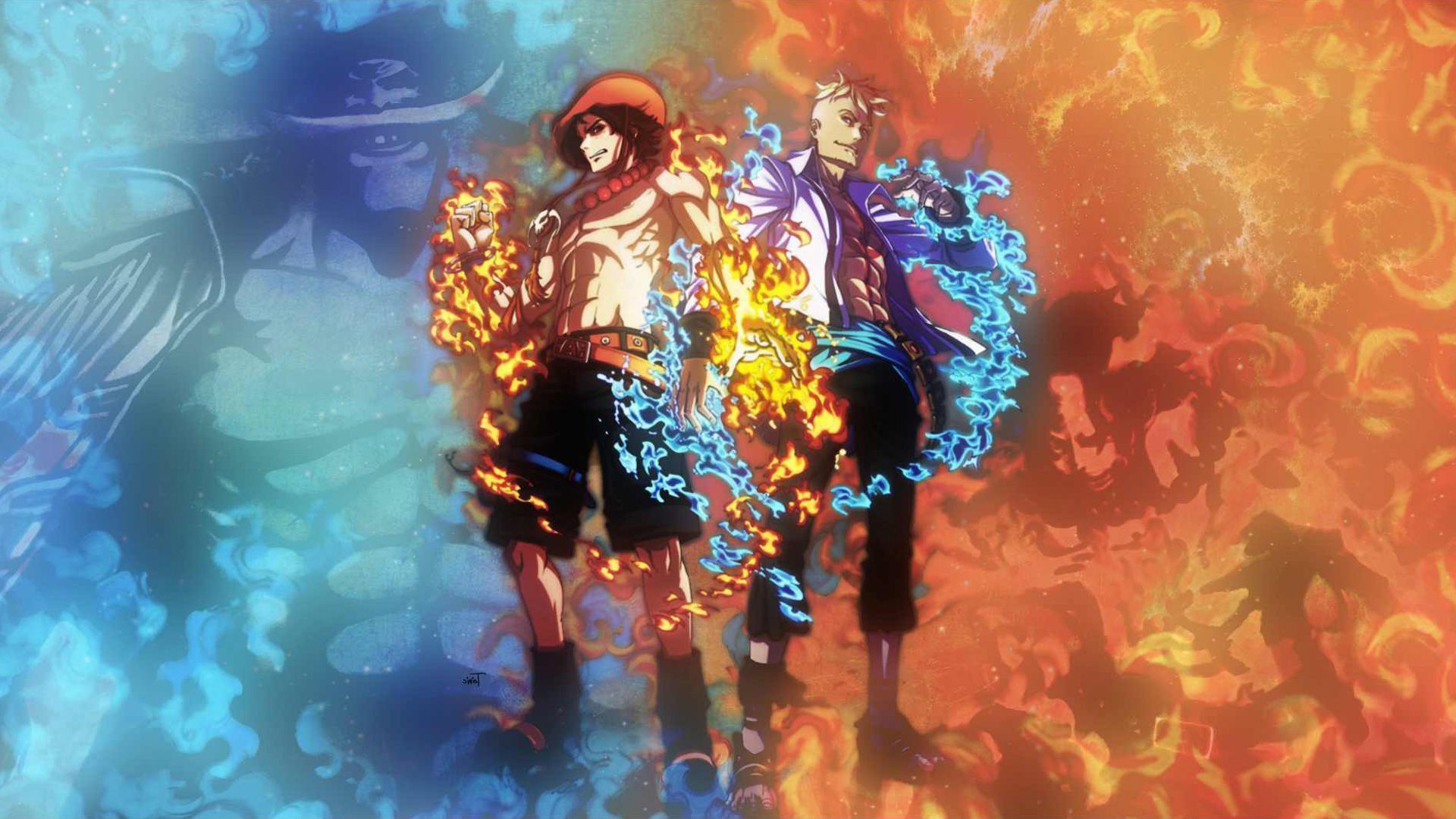 Ace e Marco, One Piece, Eiichiro Oda, 1920x1080 1080p, PC