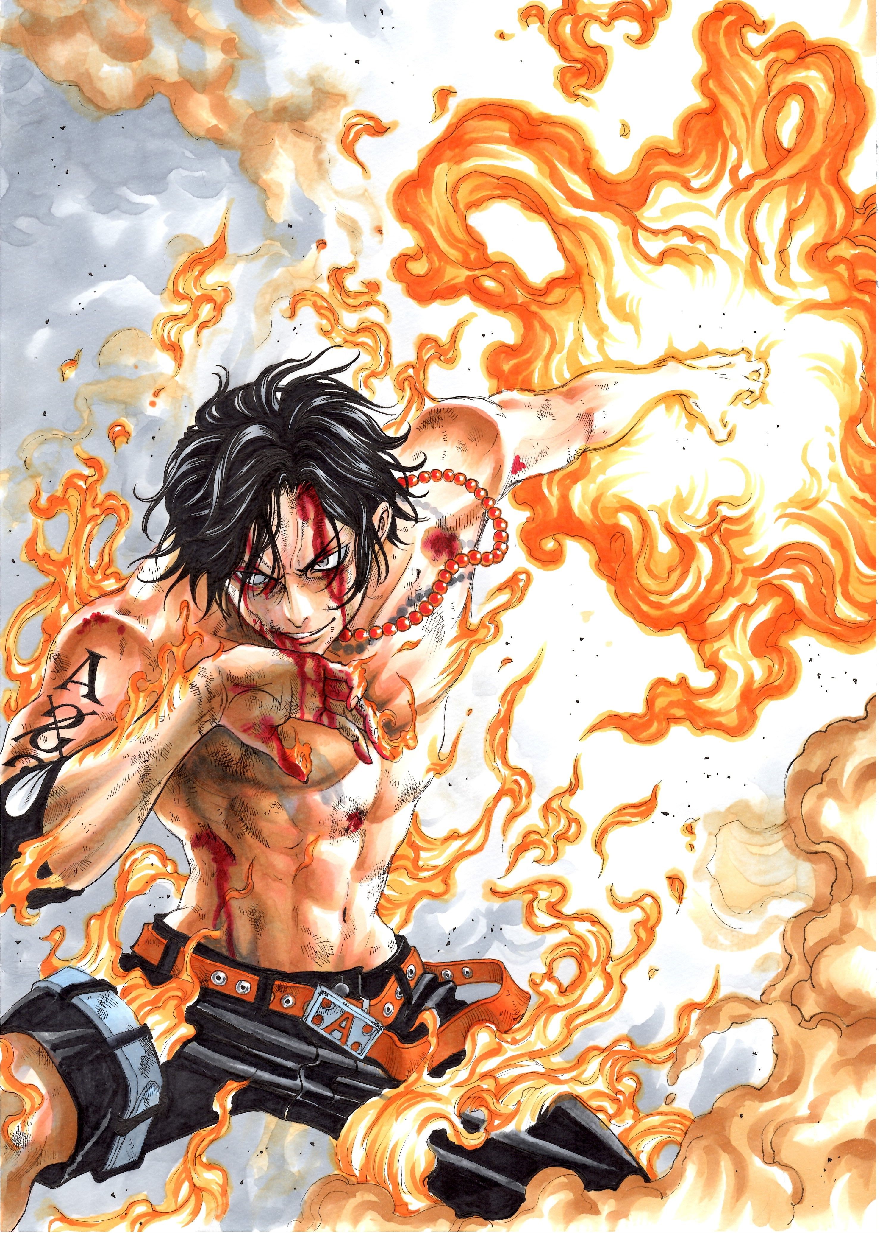 Portgas D. Ace fuoco, 2957x4140 Full HD Verticale, Smartphone