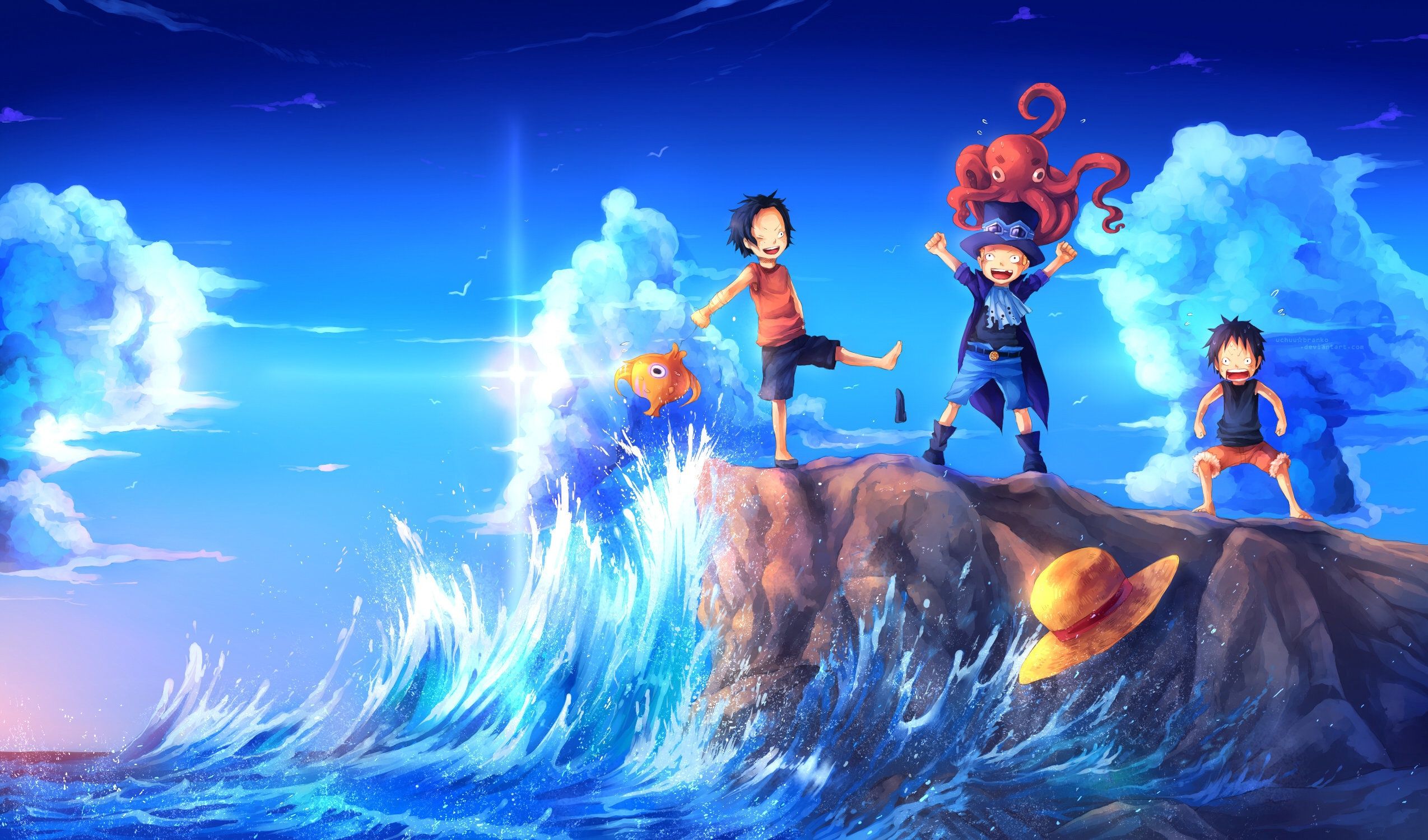 Rufy, Sabo e Ace bambini, 2549x1500 2K, Desktop