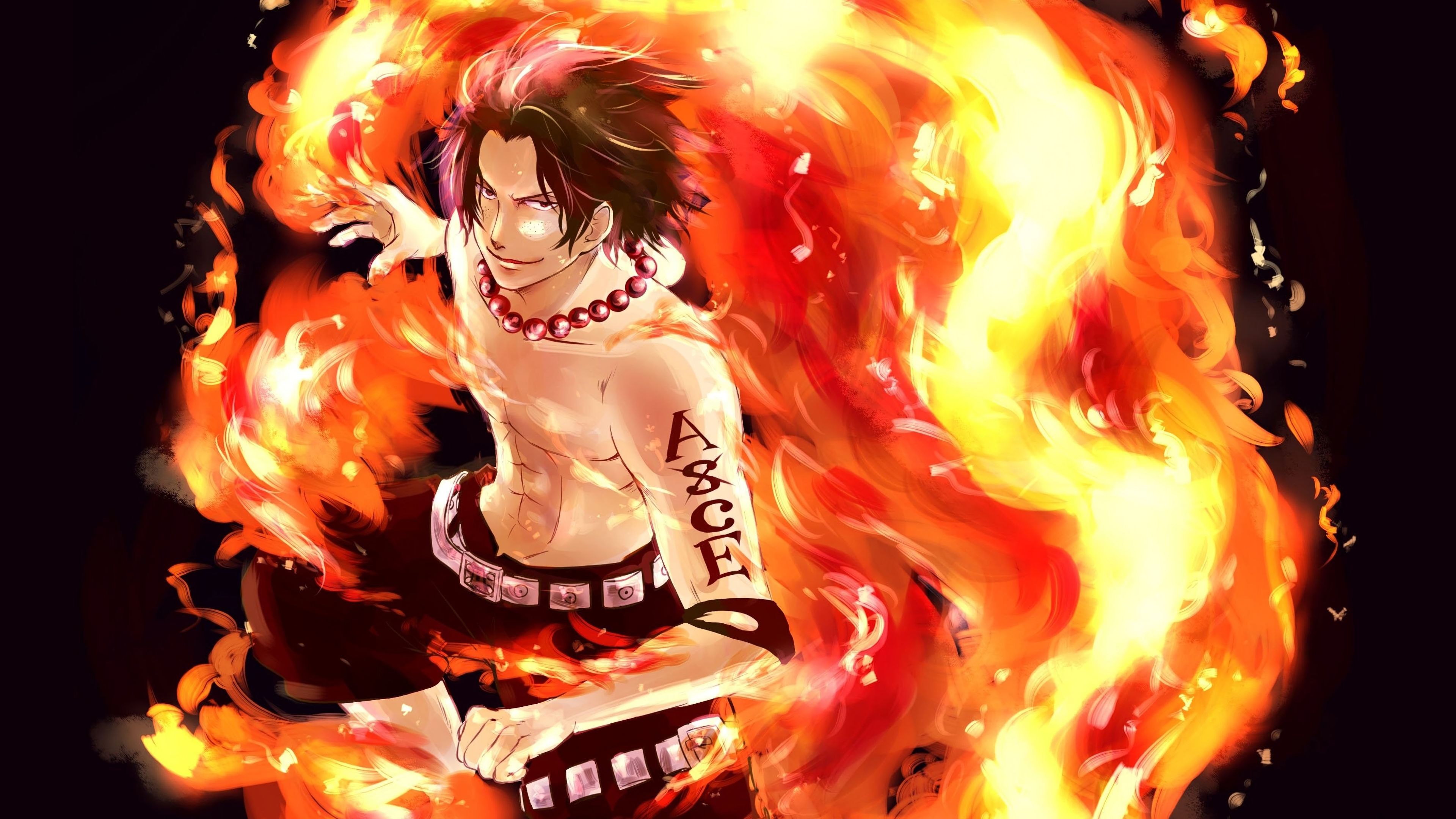Portgas D. Ace fiamme, One Piece, 3840x2160 UHD, PC 4K