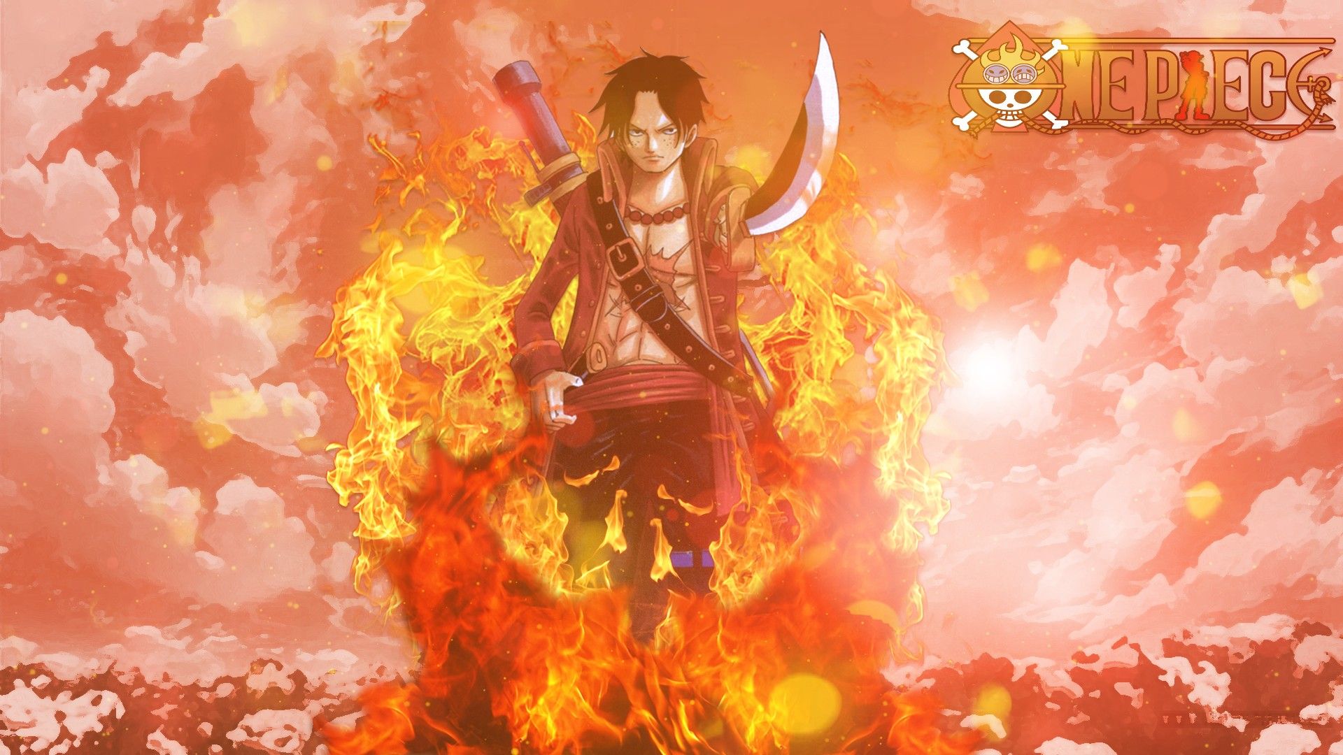Portgas D. Ace fiamme, 1920x1080 Full HD 1080p, Laptop
