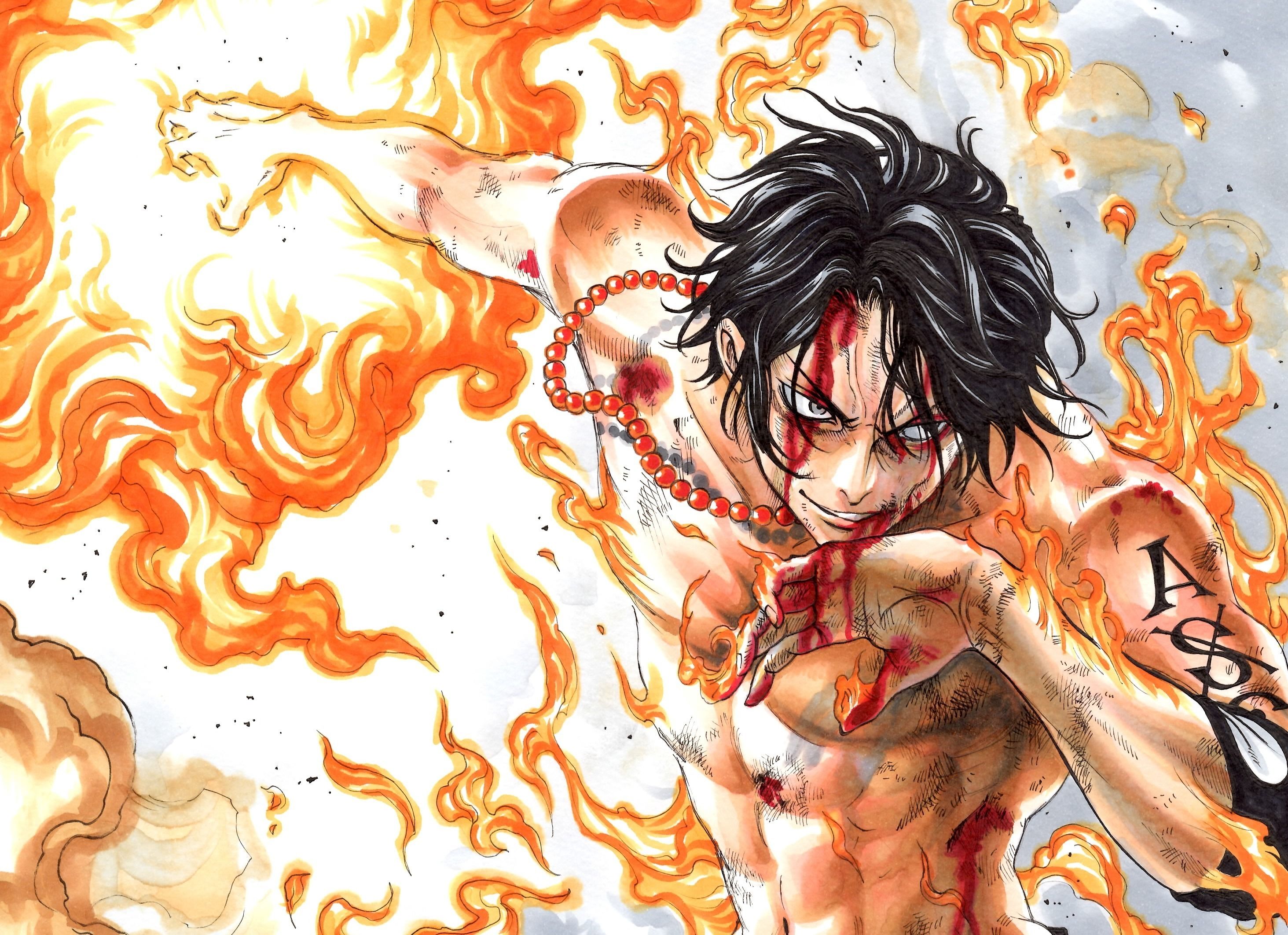 Portgas D. Ace fiamme arancioni, 2927x2124 WQXGA, Desktop
