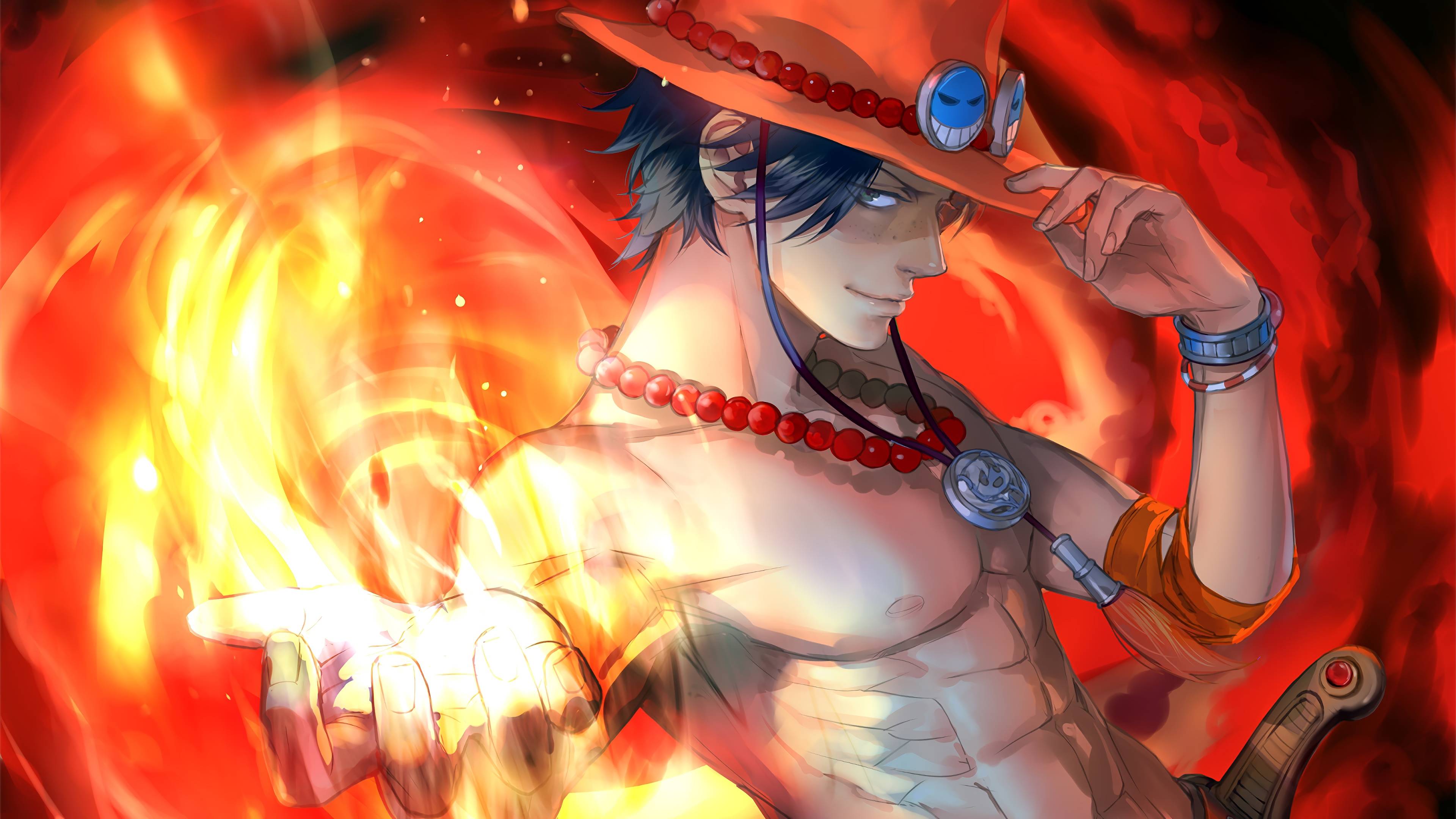 Portgas D. Ace fiamme, 3840x2160 UHD, PC 4K
