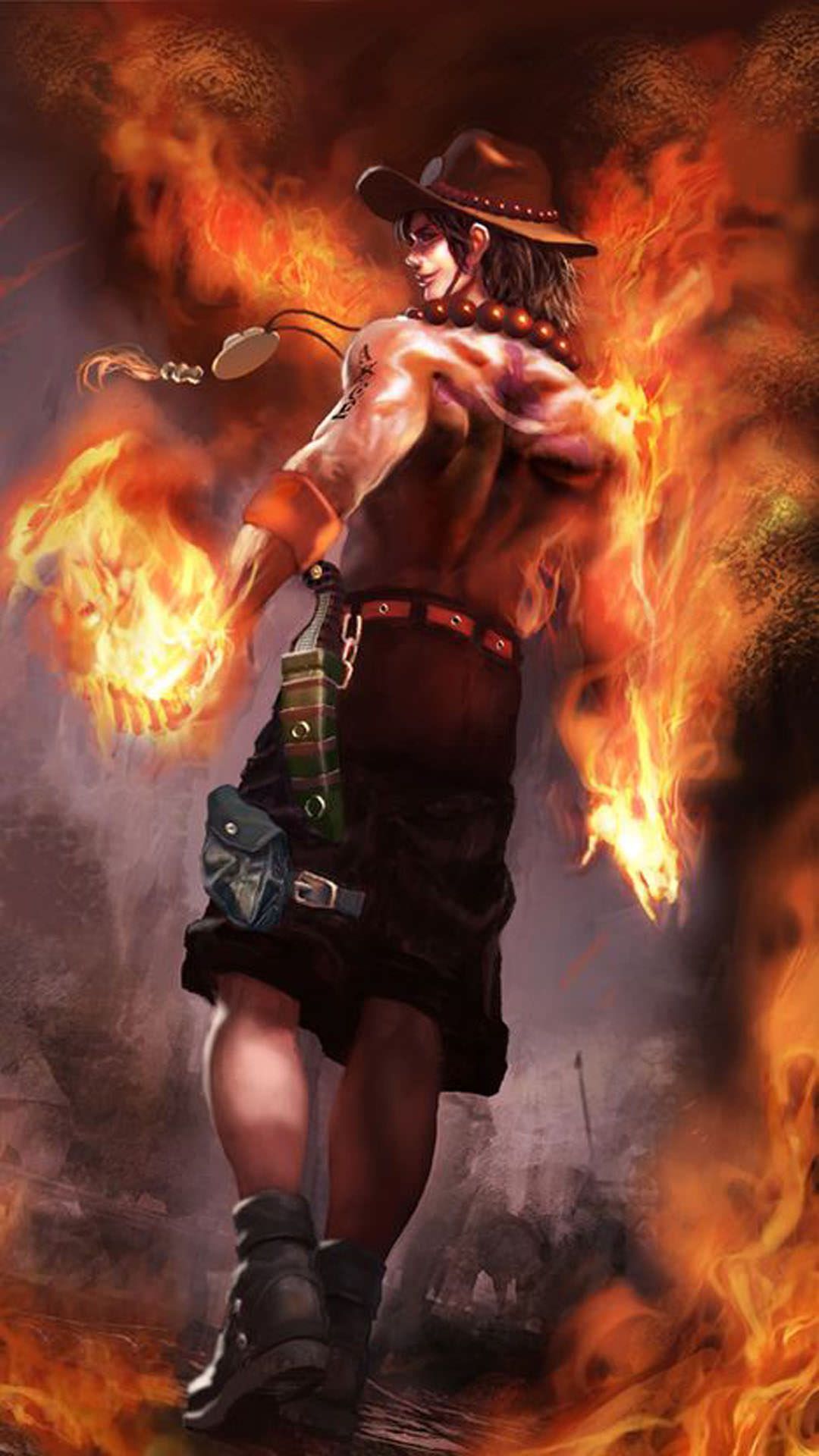 Portgas D. Ace, One Piece, fiamme, 1080x1920 Full HD Verticale, Smartphone