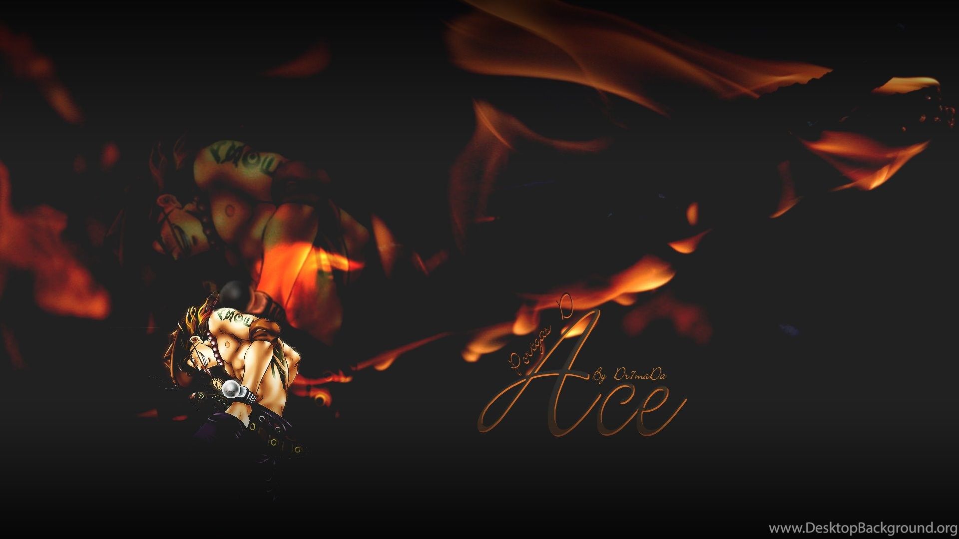 Ace One Piece fiamme scure, 1920x1080 Full HD, Laptop