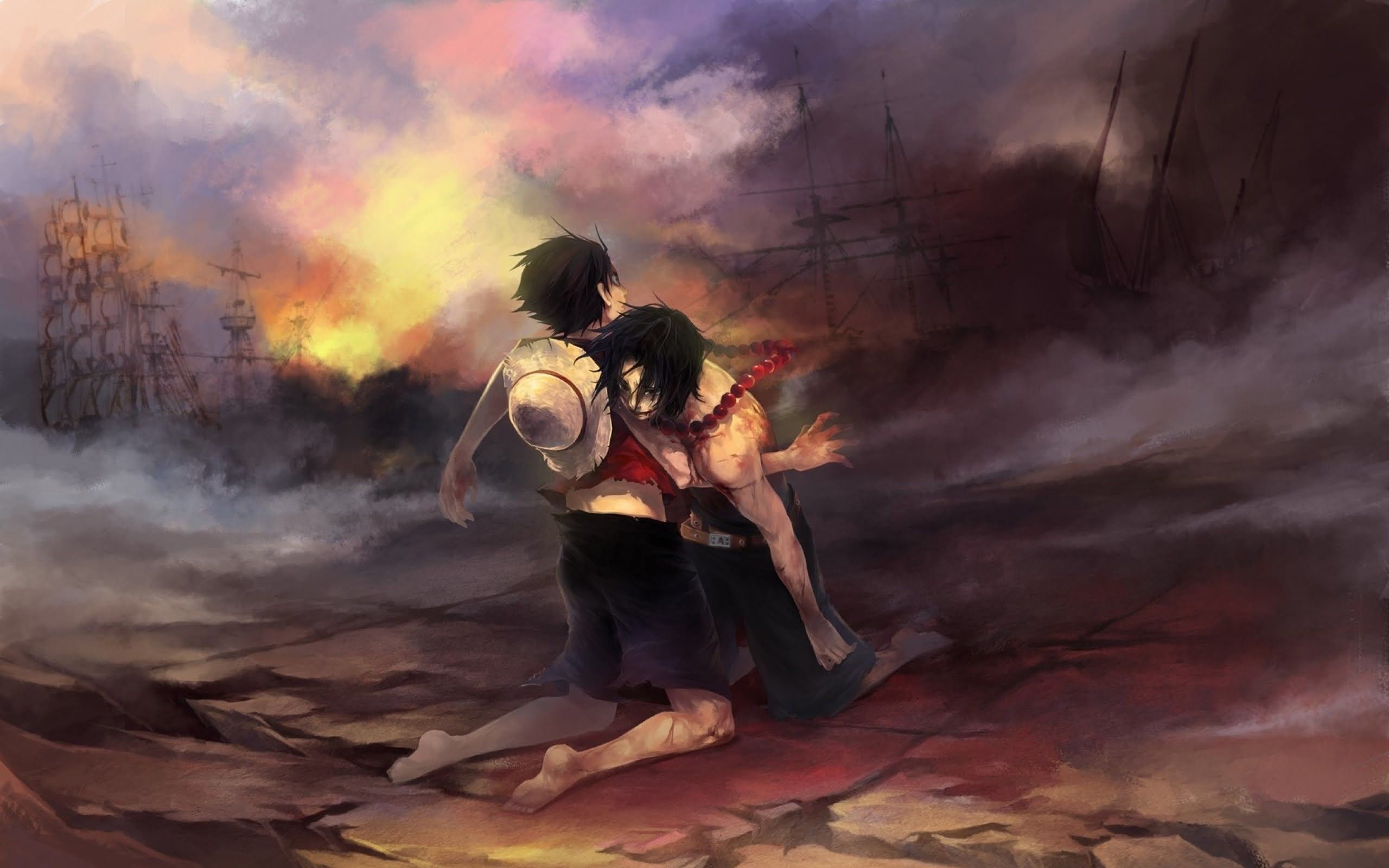 Luffy e Ace, scena drammatica, 2560x1600 2K, MacBook Pro