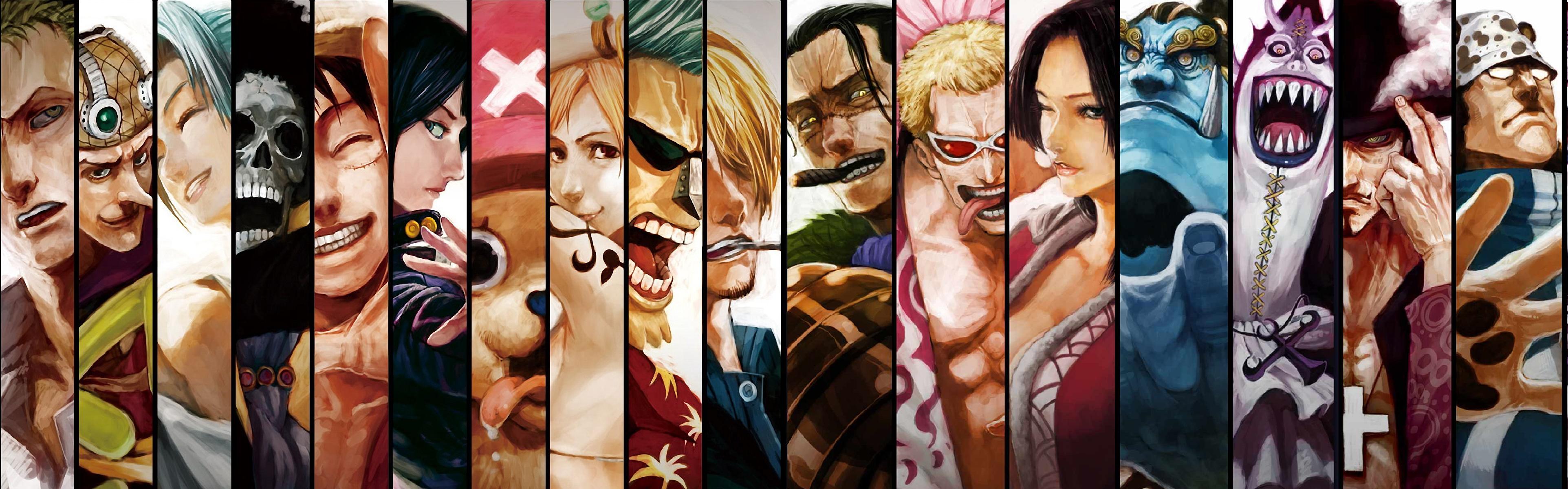 One Piece personaggi collage, 3848x1200 21:9, Smart TV 4K