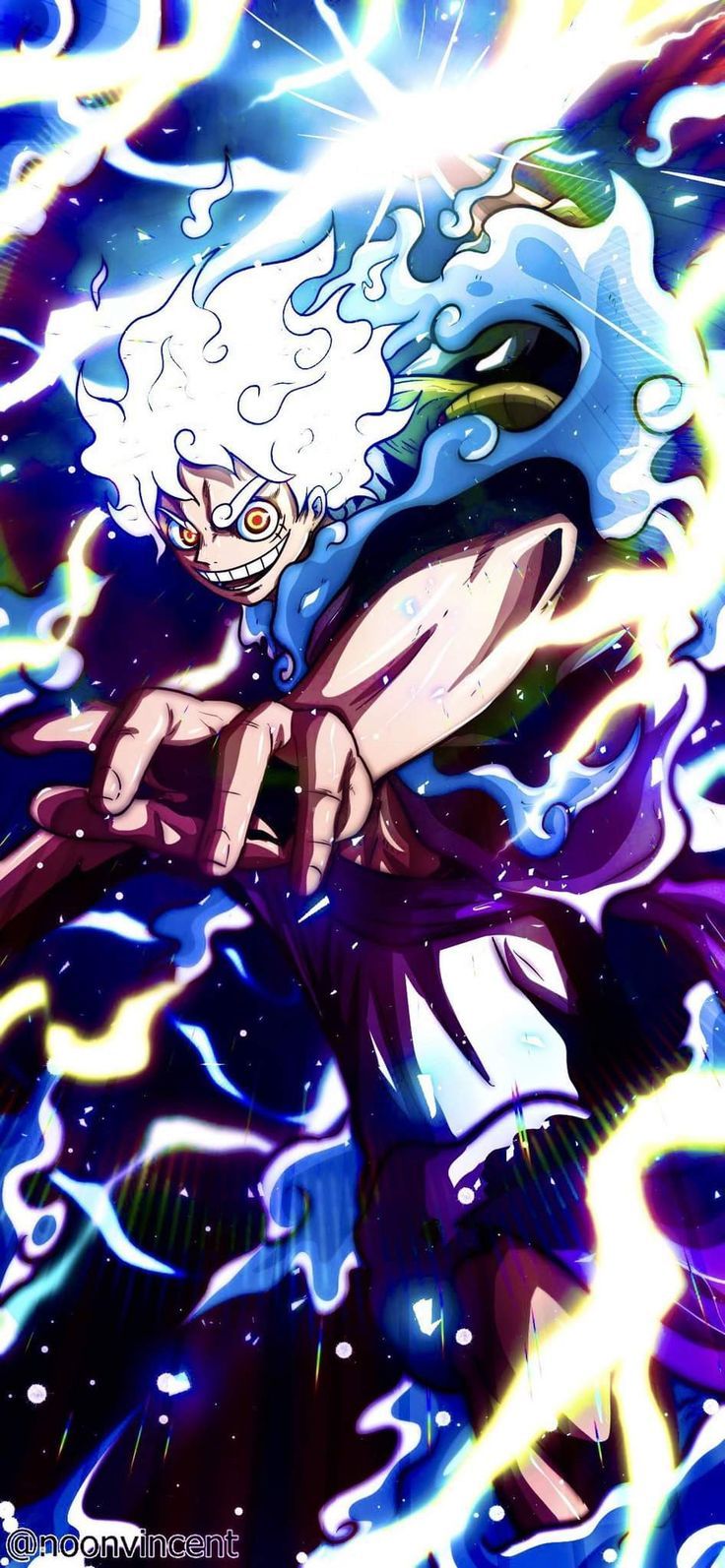 Luffy Gear 5 One Piece, pirata di gomma, 736x1593 Verticale, Telefono