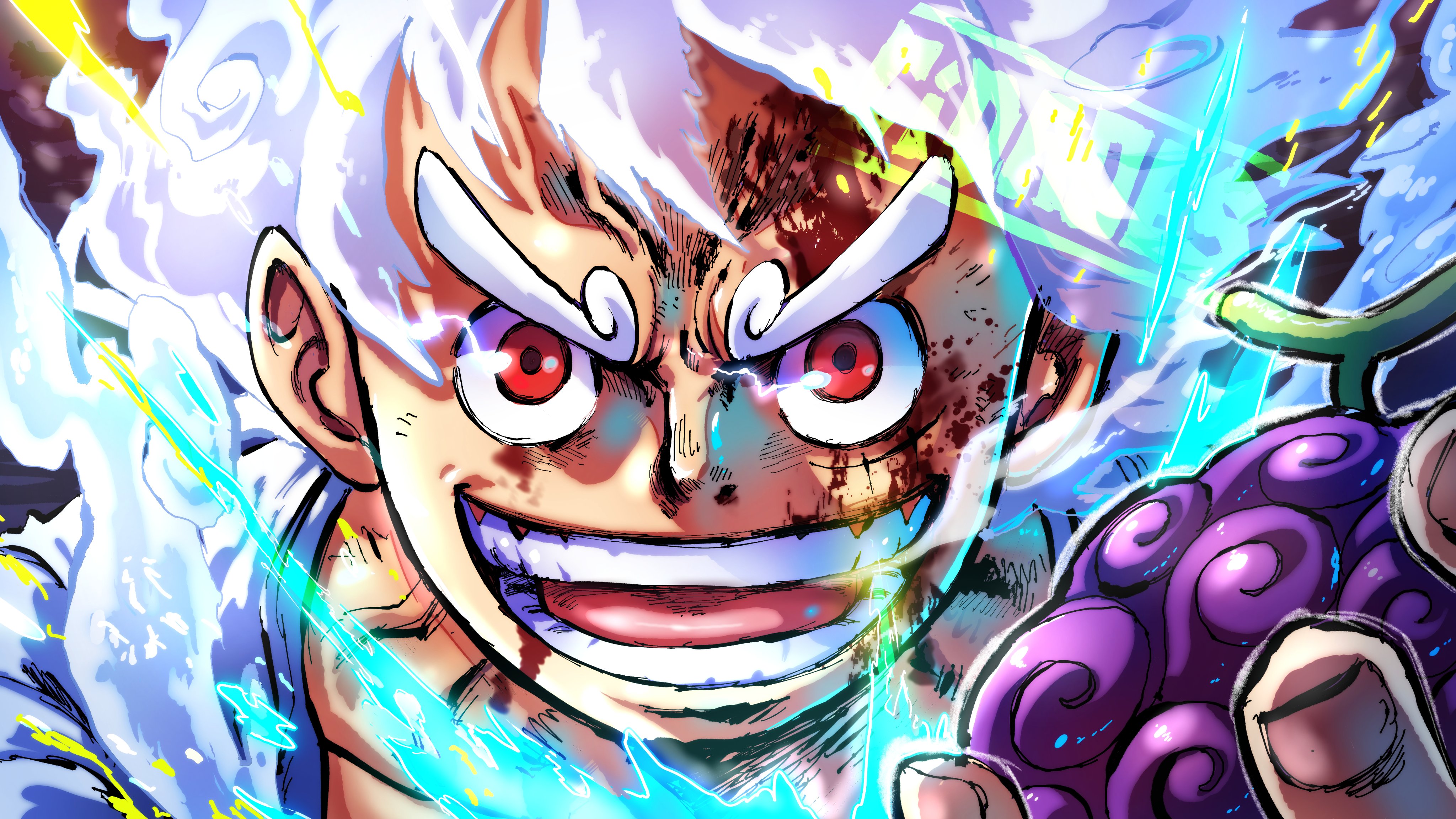 Luffy Gear 5 One Piece, Eiichiro Oda, 4096x2304 Ultra HD, 4K TV