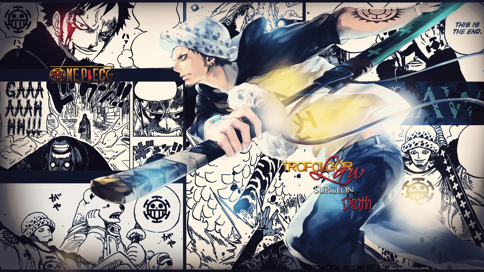 Trafalgar Law manga collage, 1920x1080 1080p, Desktop