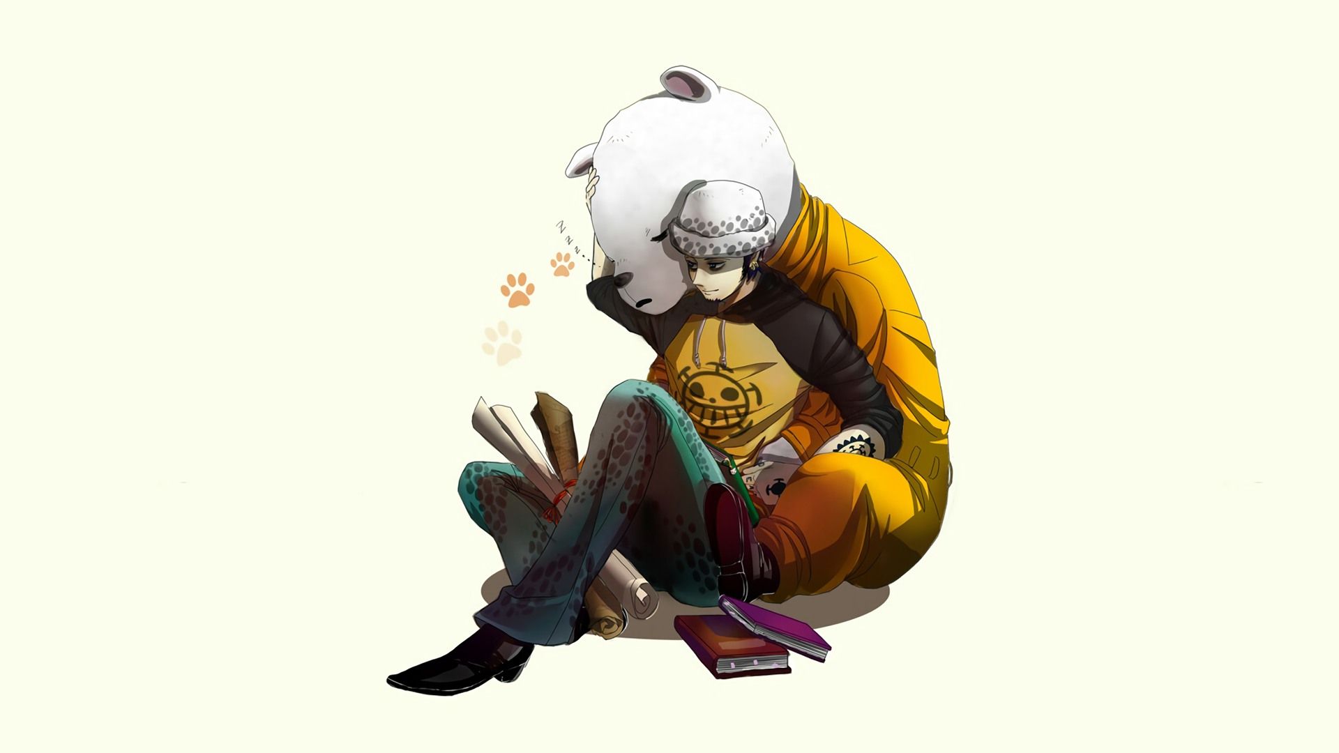 Trafalgar Law seduto libri, 1920x1080 Full HD 1080p, Desktop
