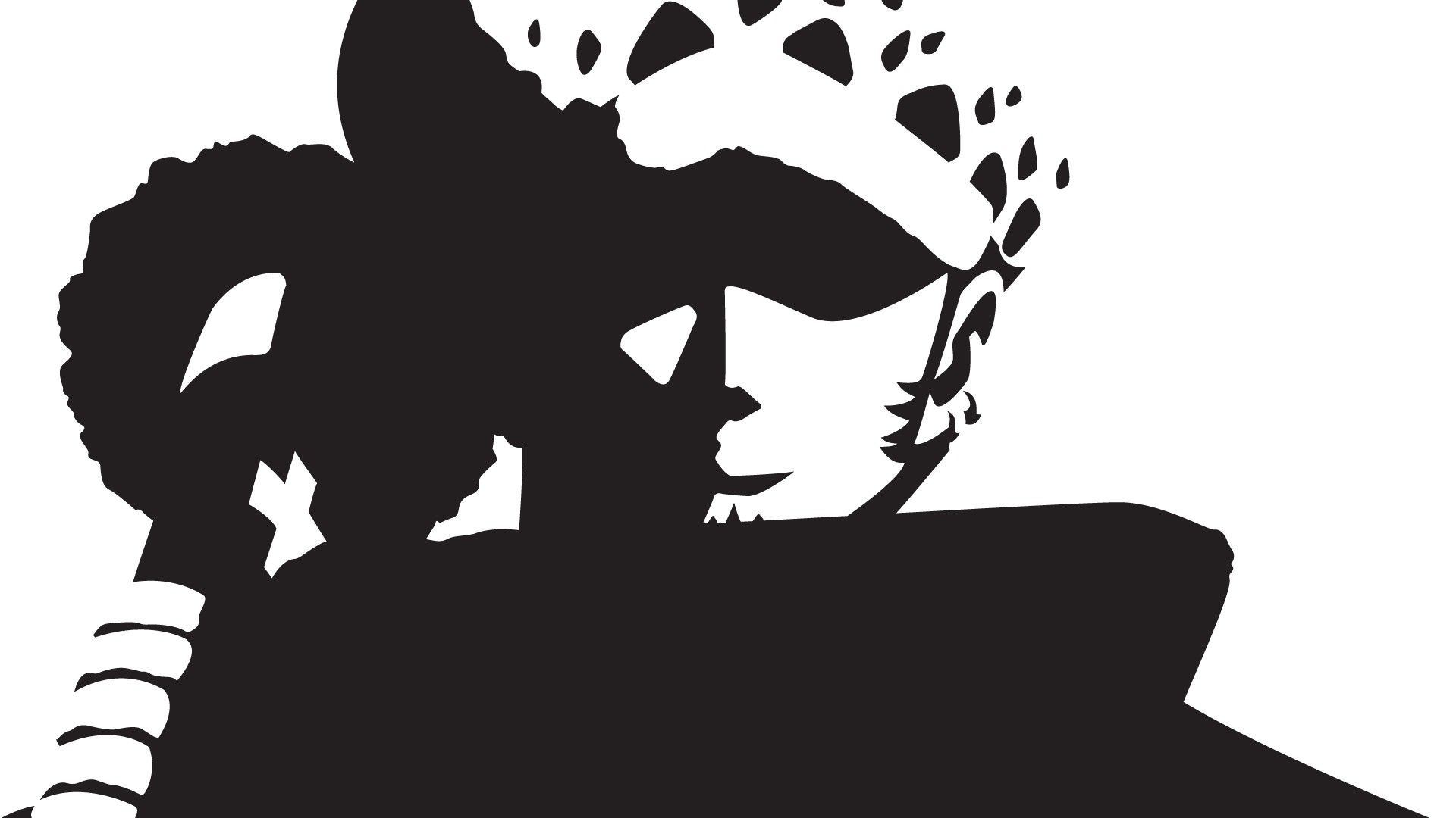 Trafalgar Law silhouette bianco nero, 1920x1080 Full HD, PC Desktop