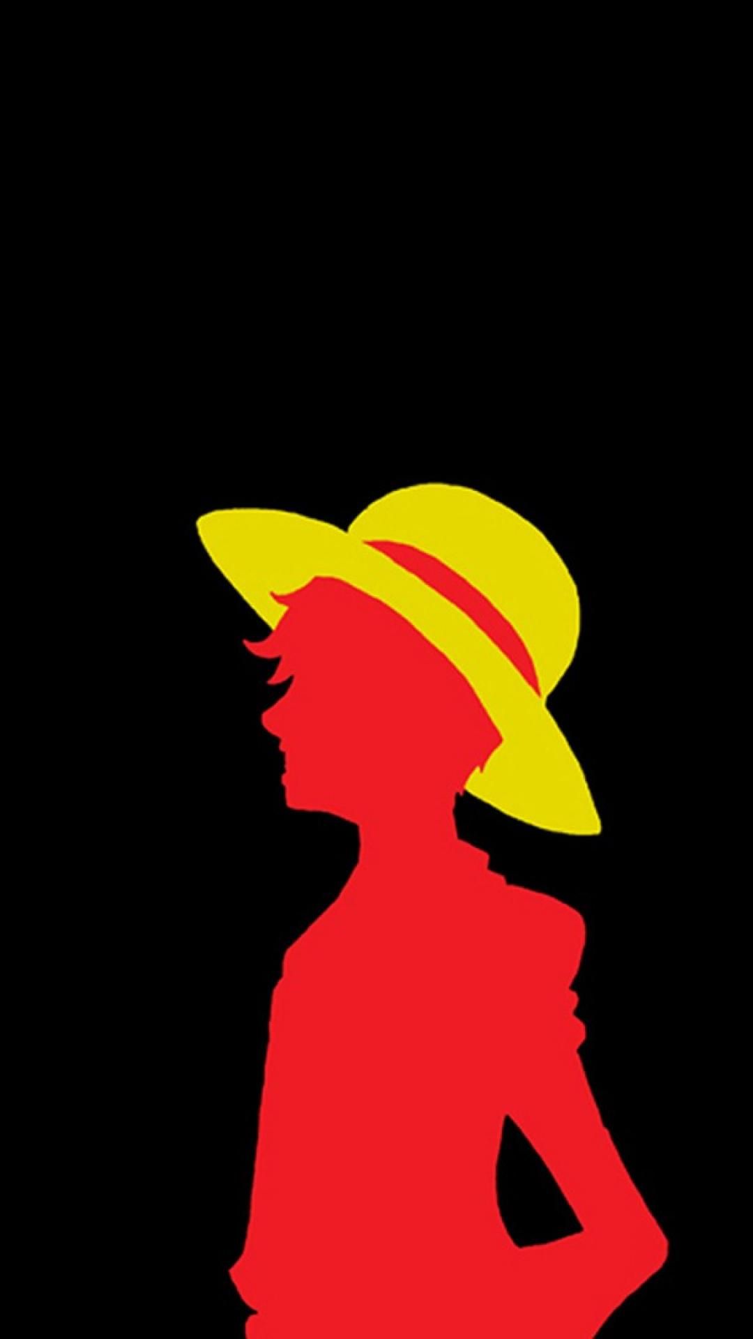 Silhouette Rufy cappello di paglia, 1080x1920 Verticale, Mobile