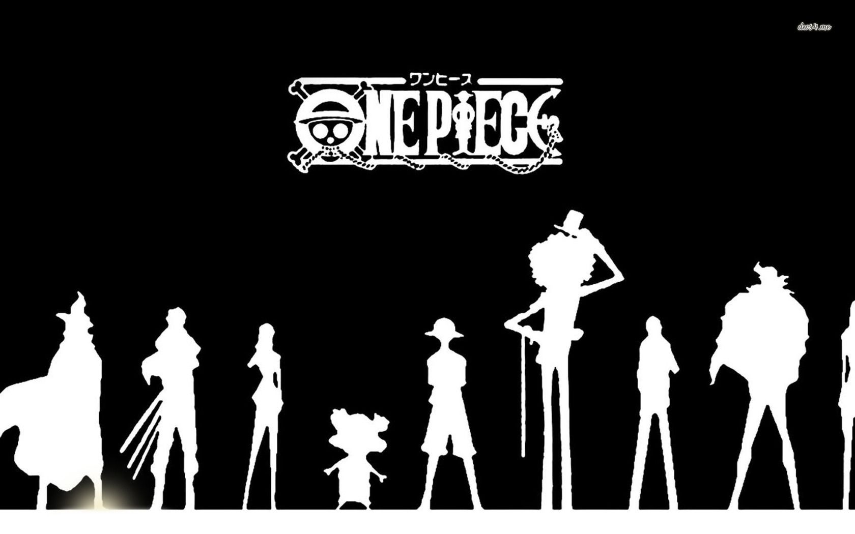 One Piece silhouette personaggi nero, anime pirati, 1680x1050 HD, Desktop