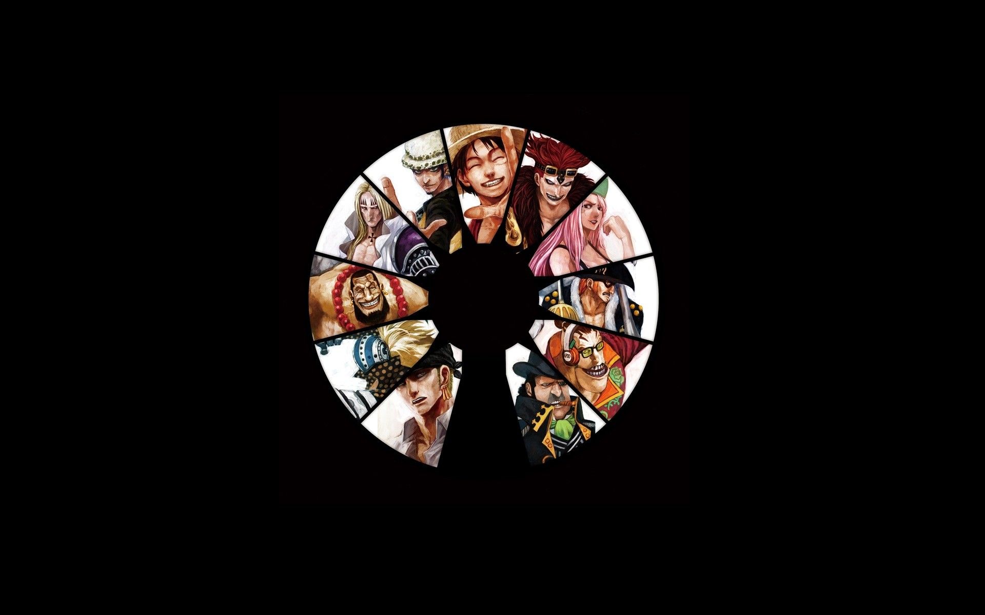 One Piece personaggi cerchio nero, 1920x1200 Full HD+ WUXGA, iMac