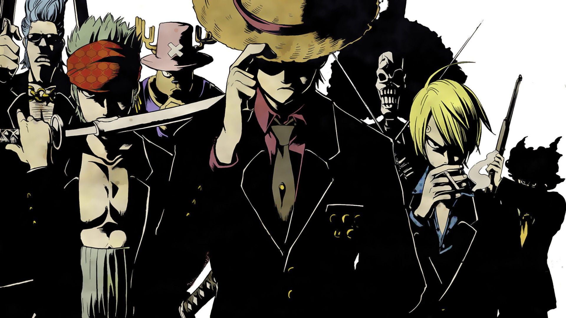 One Piece personaggi in nero, 1920x1080 Full HD 1080p, PC Desktop
