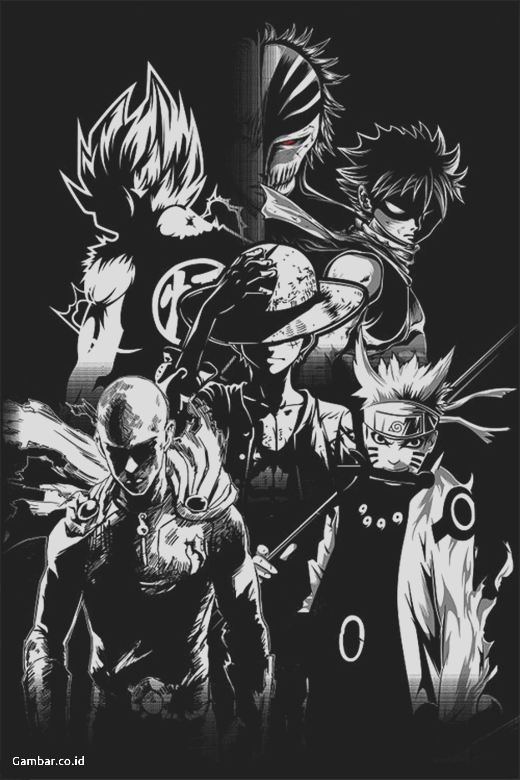 Personaggi anime bianco e nero, 1728x2592 Verticale, Mobile