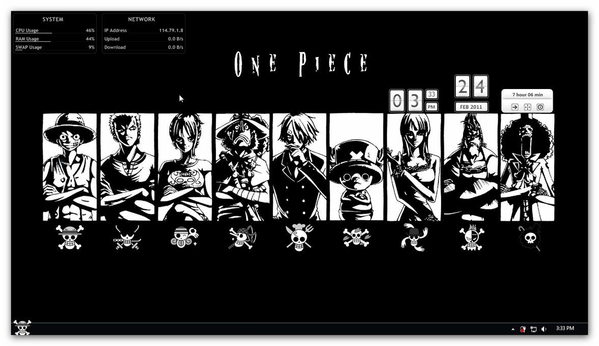 One Piece personaggi bianco e nero, 1176x680 HD, Desktop