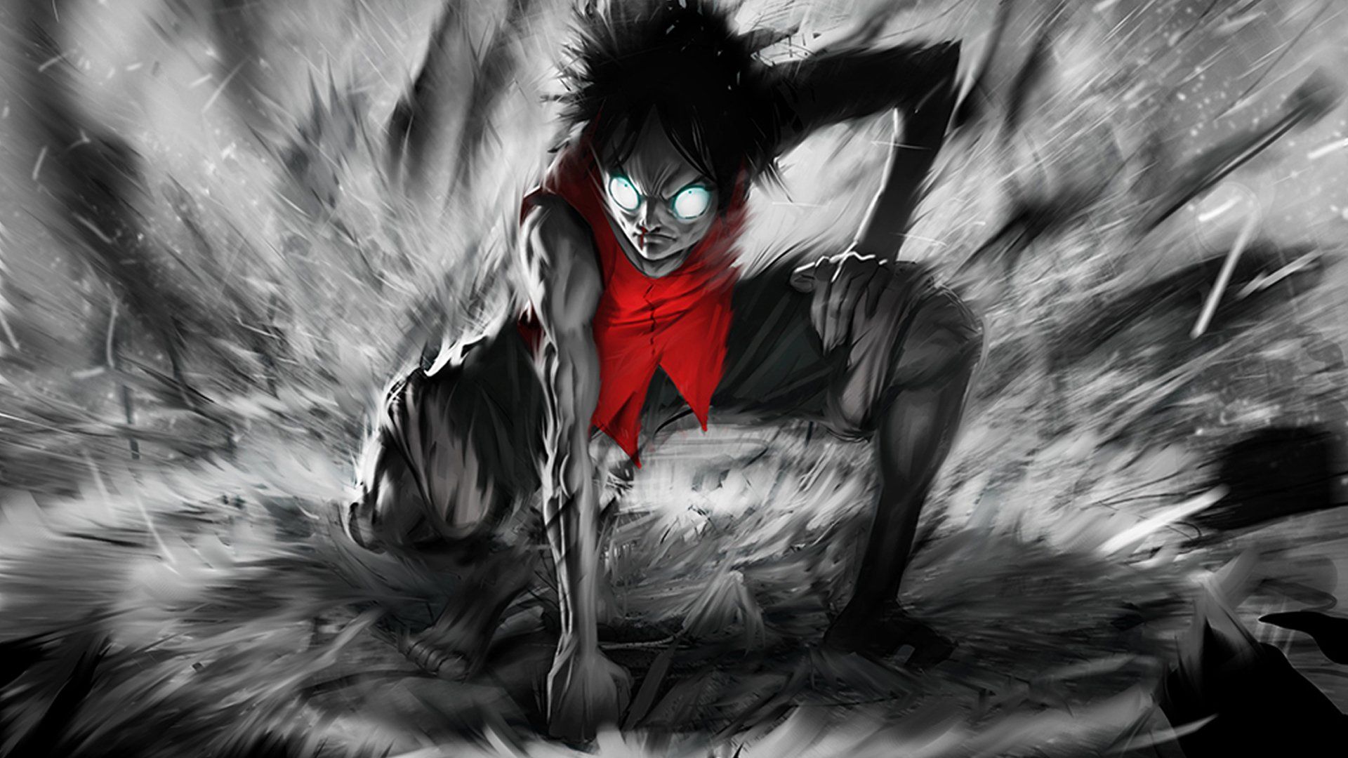 Luffy One Piece bianco nero, 1920x1080 Full HD 1080p, Desktop