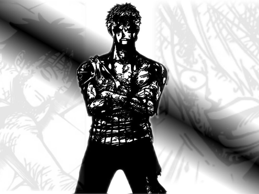 Zoro One Piece bianco e nero, 1024x768 HD, Desktop