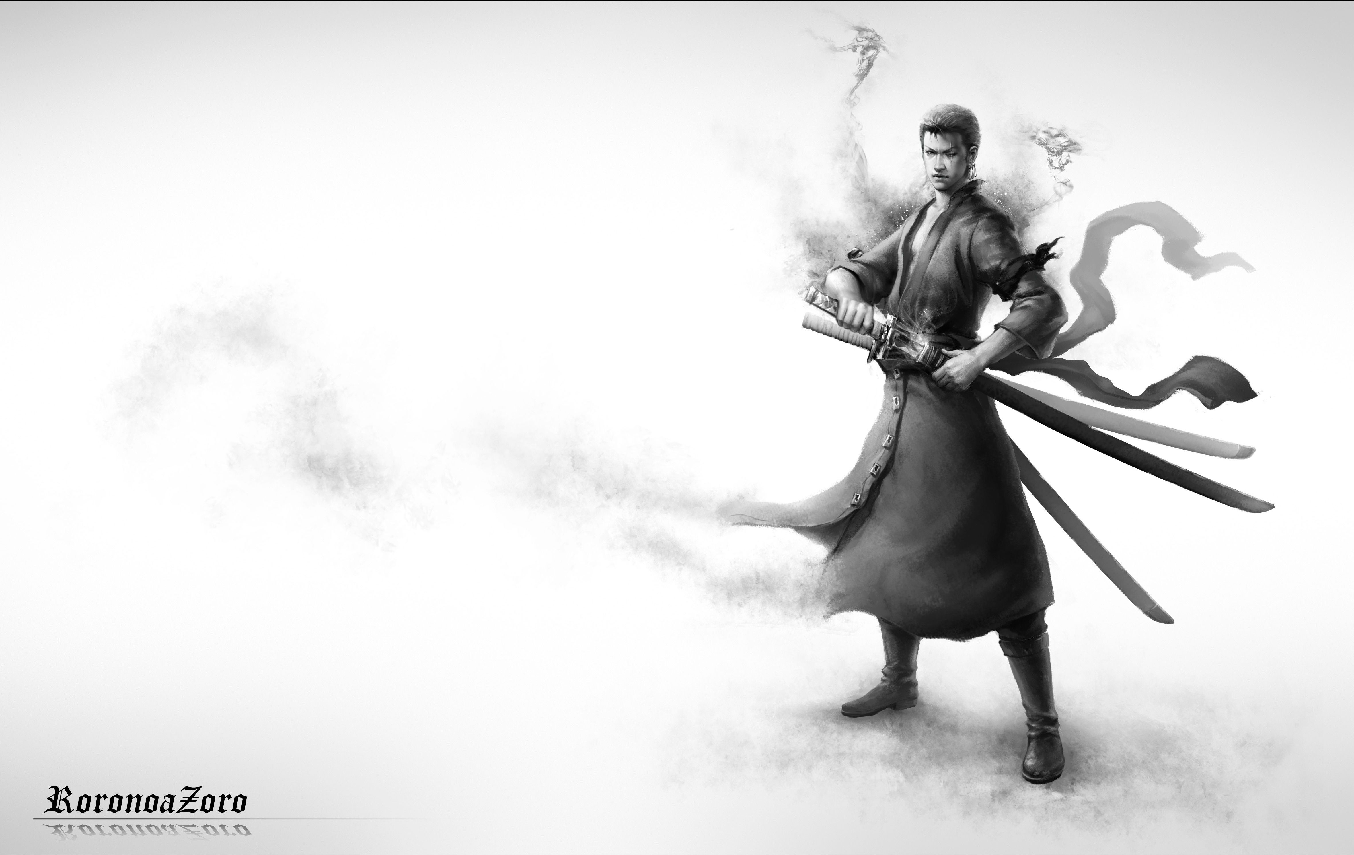 Roronoa Zoro, One Piece, bianco e nero, spadaccino, 4721x2980 Ultra HD, 4K TV