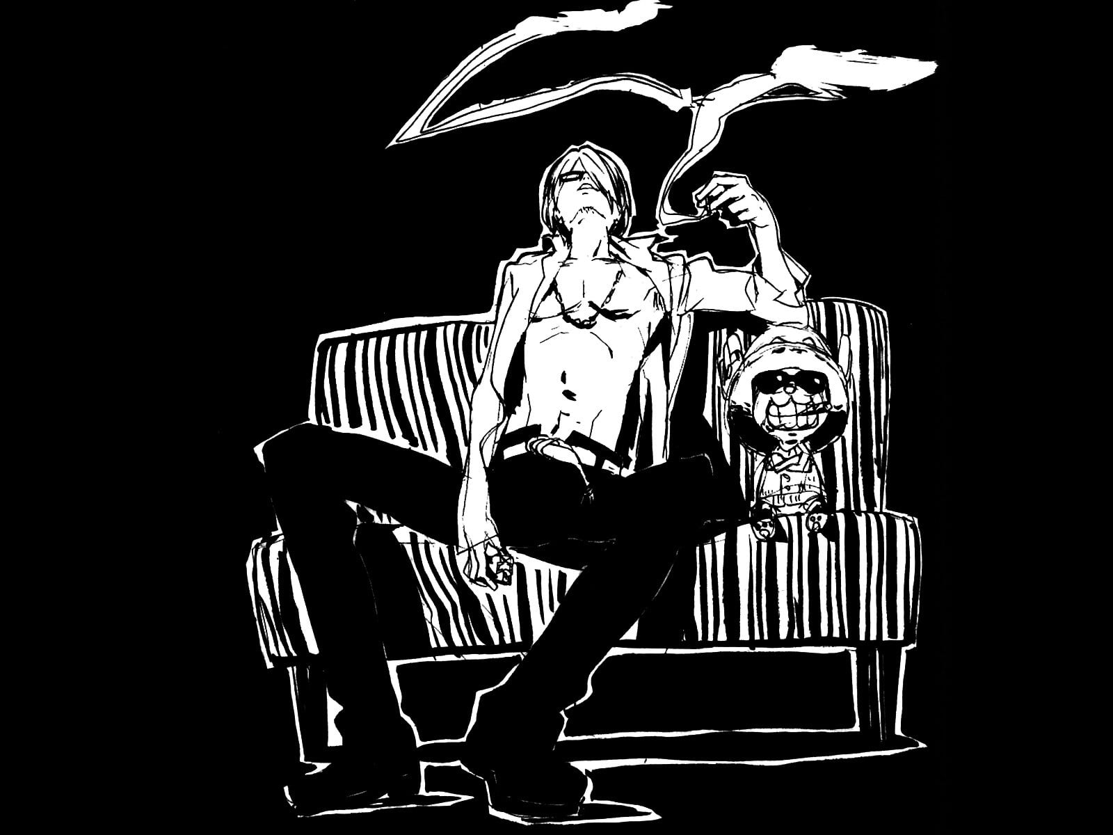 Sanji One Piece divano nero, 1600x1200 900p, Desktop
