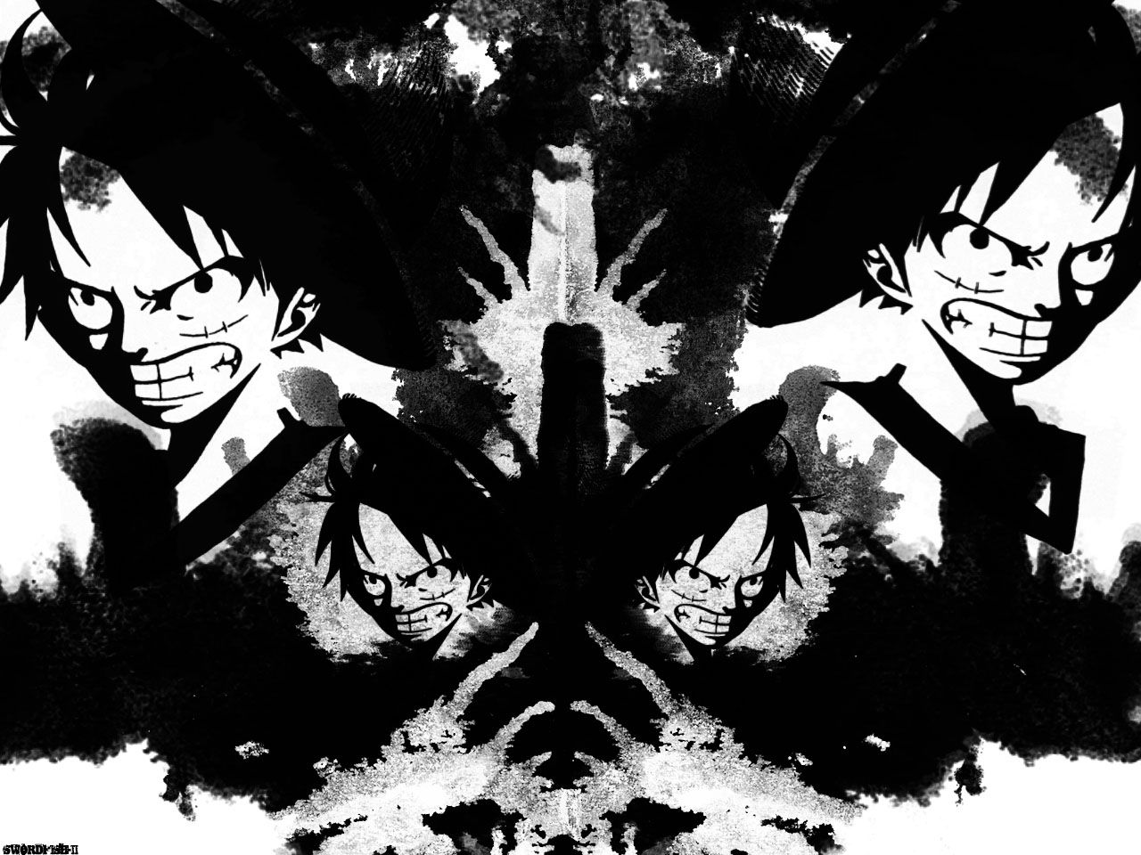 Luffy One Piece bianco e nero, pirata di gomma, 1280x960 720p, Laptop