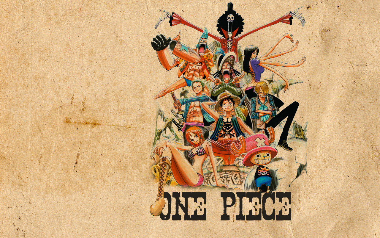 Logo One Piece con personaggi, 1280x800 720p, Laptop