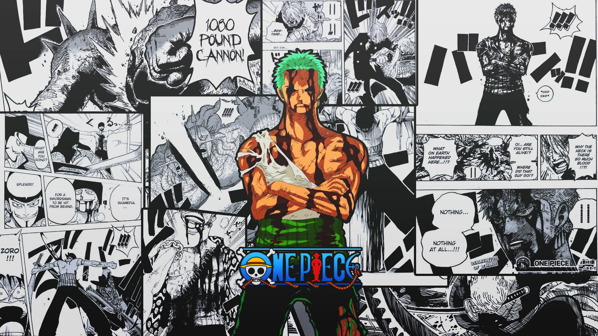 Zoro One Piece manga collage, 1920x1080 Full HD 1080p, Desktop