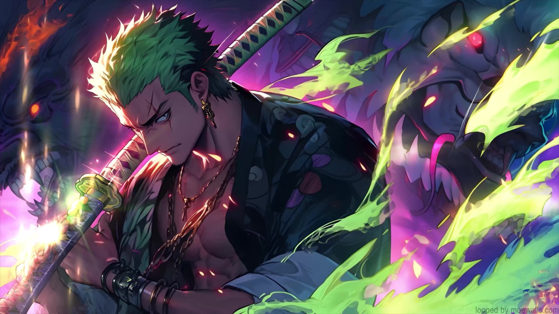 Zoro con katana, One Piece, anime pirati, 1920x1080 Full HD, Desktop