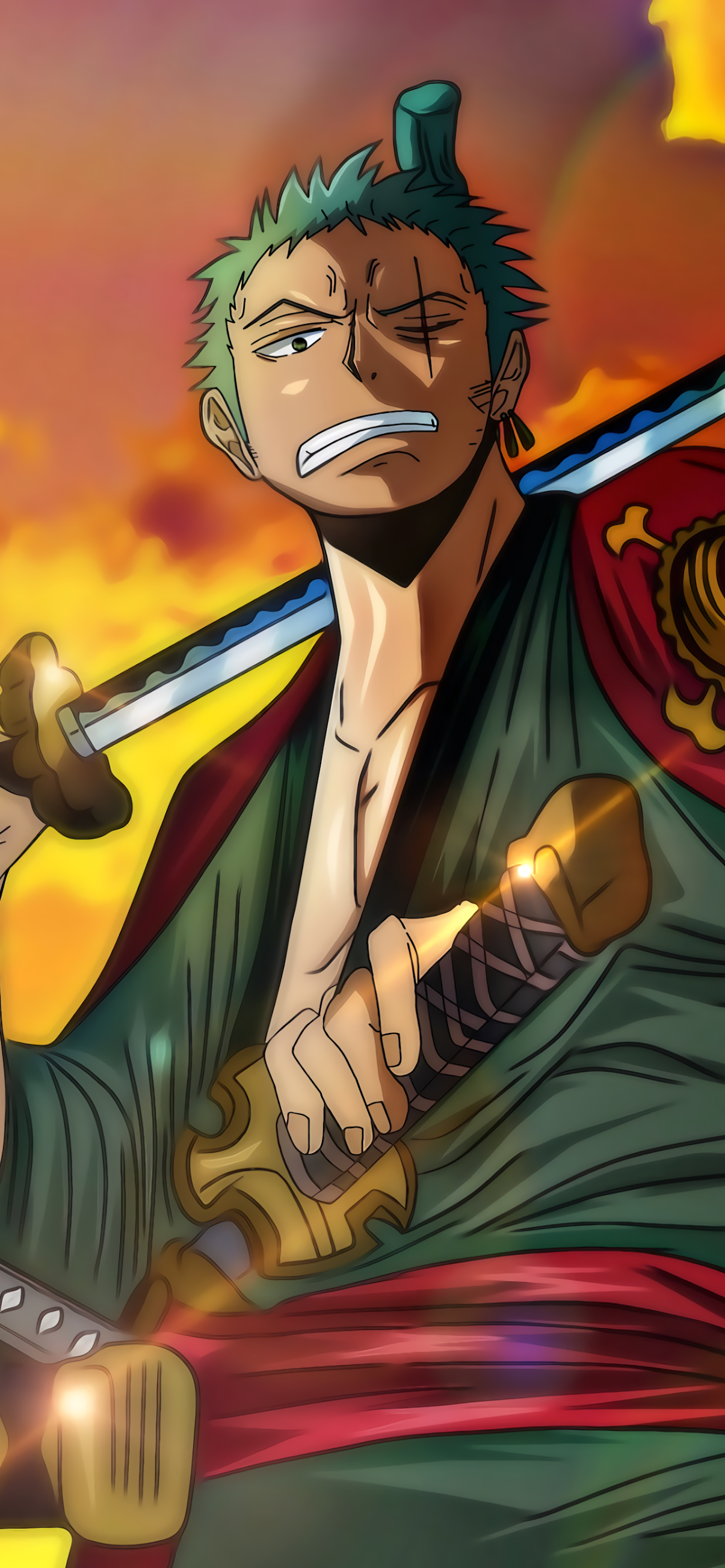 Roronoa Zoro con katana, 1205x2608 Verticale, Mobile