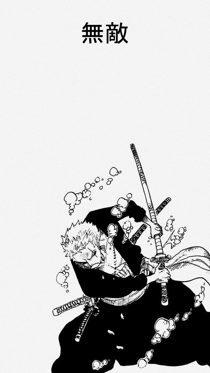 Zoro One Piece bianco e nero, 675x1200 Full HD Verticale, iPhone