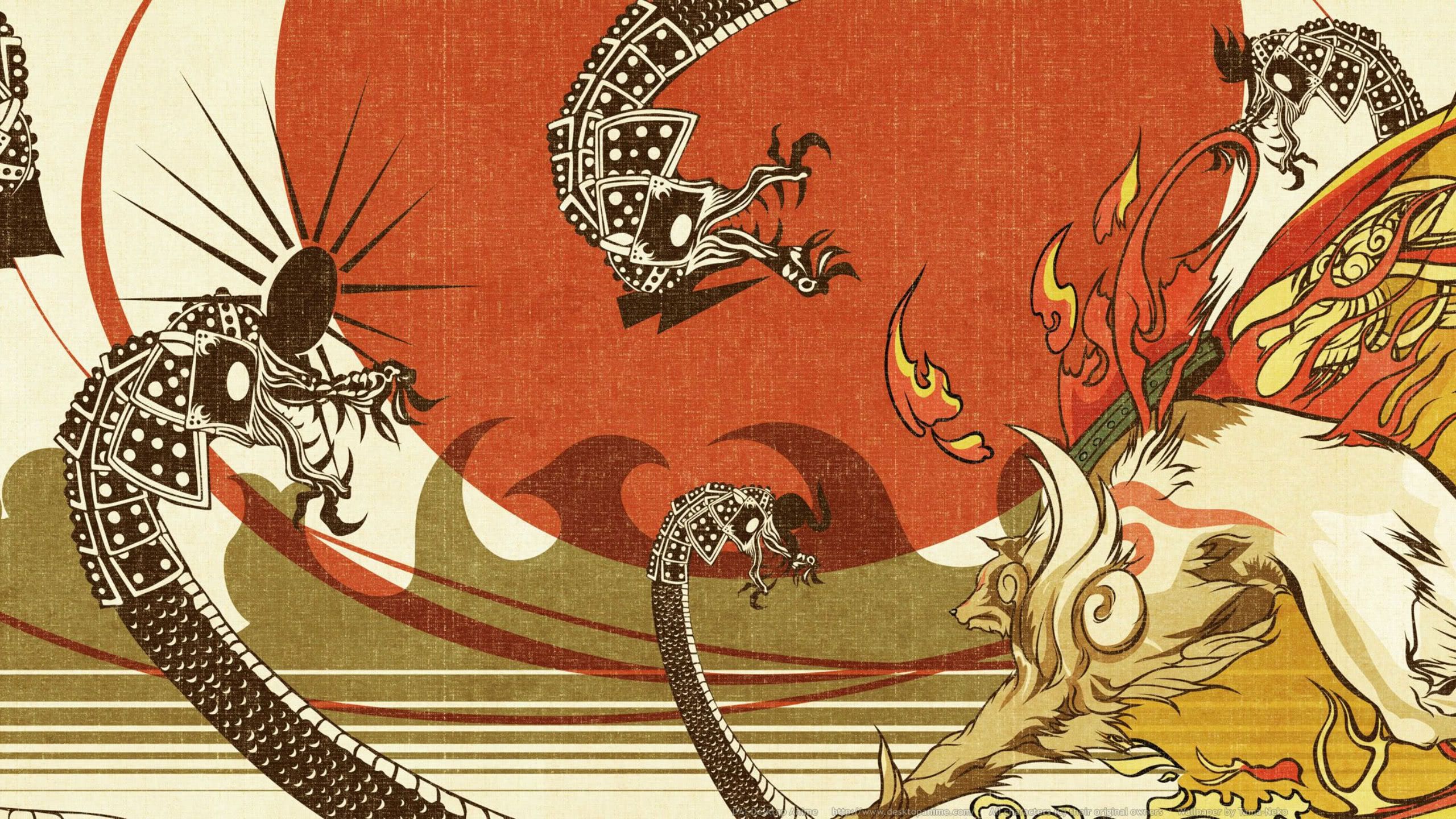 Draghi giapponesi arte tradizionale, 2560x1440 2K, Desktop