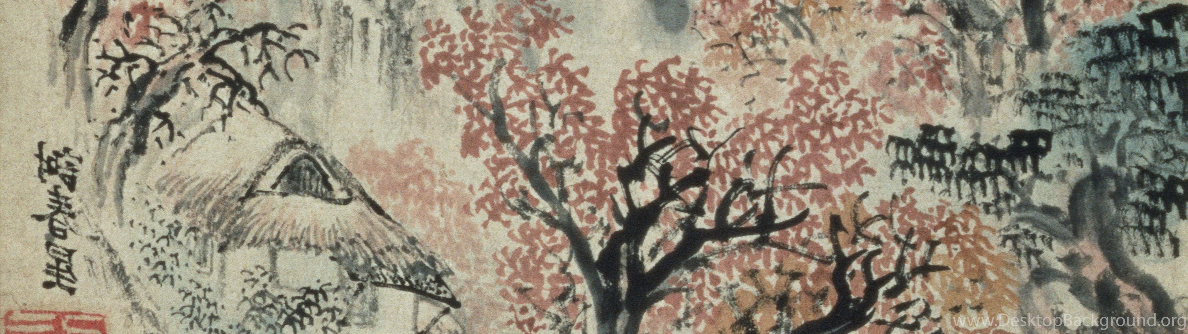Pittura giapponese fiori di ciliegio, 3840x1080 21:9, Ultrawide