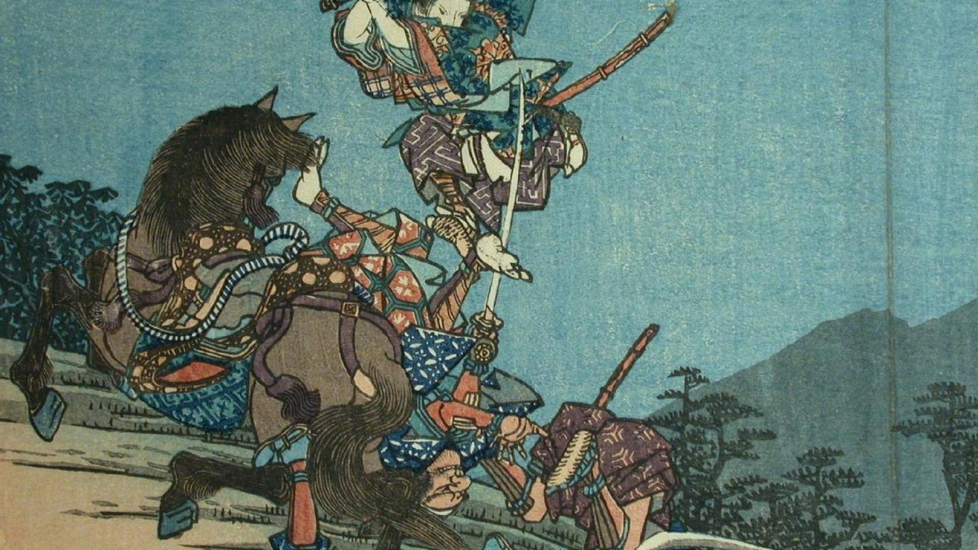 Stampa giapponese samurai acrobatico, 1920x1080 1080p, Desktop