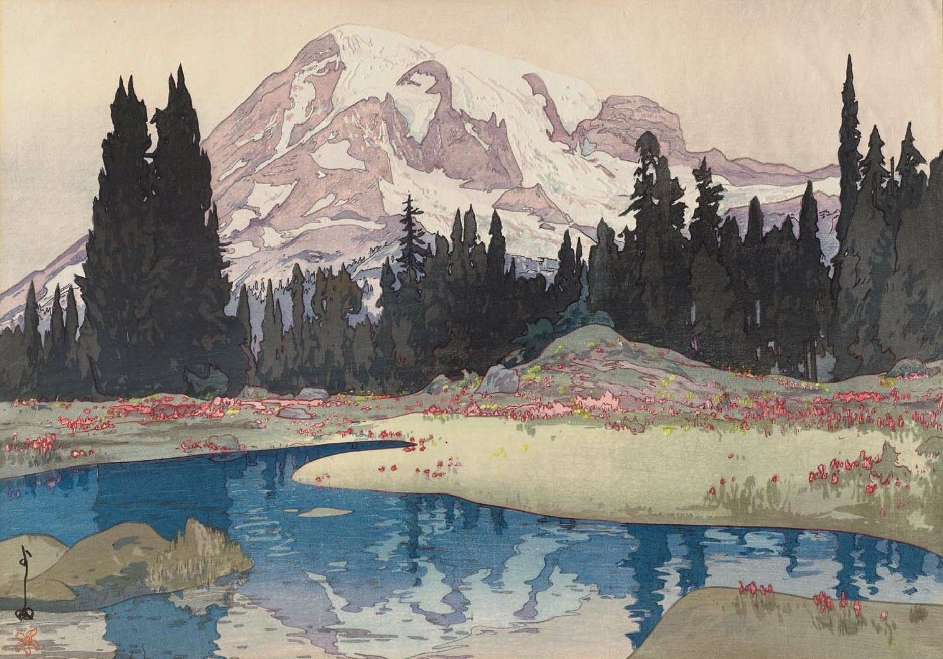 Montagna innevata con lago, 1851x1294 HD, Laptop