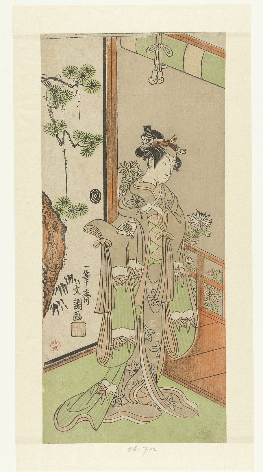 Stampa ukiyo-e donna kimono, 910x1629 Verticale, Mobile