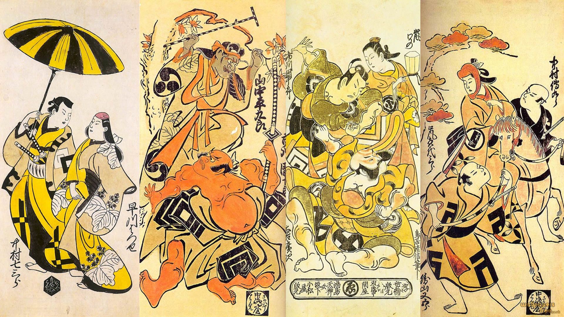 Stampe ukiyo-e figure giapponesi, 1920x1080 Full HD 1080p, Desktop