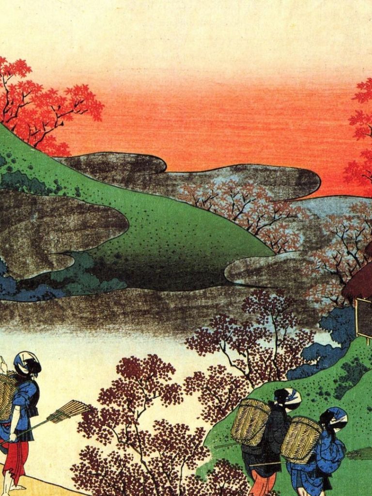 Stampa ukiyo-e paesaggio giapponese, 768x1024 Verticale, Telefono