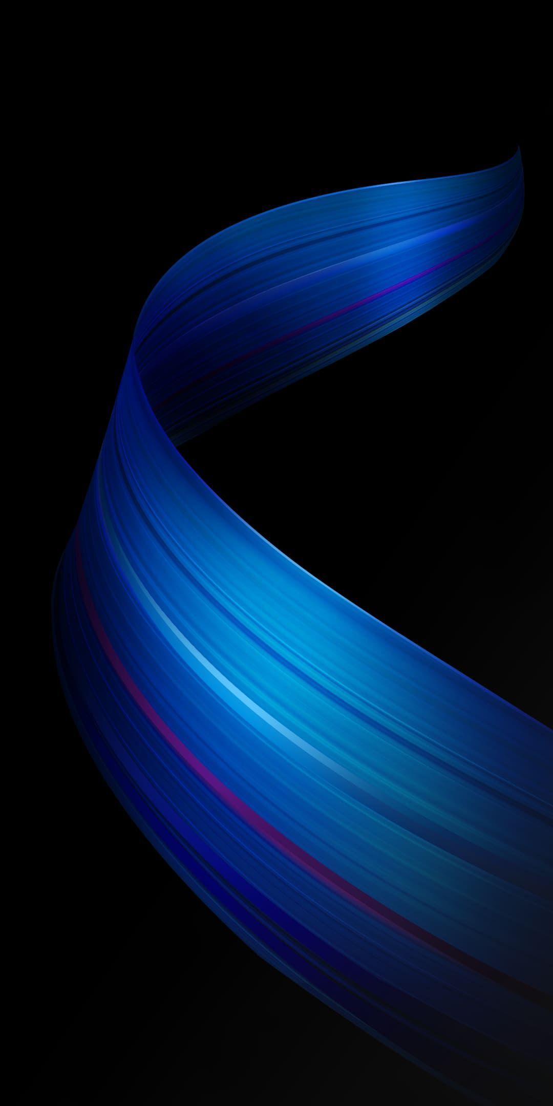 Nastro blu astratto sfondo nero, 1080x2160 Full HD Verticale, Smartphone